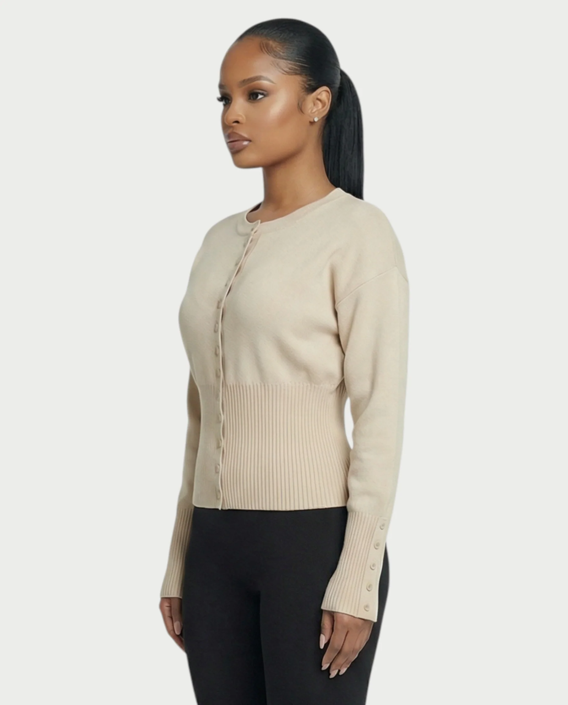 Button-Up Long Sleeve Cardigan - Image 3