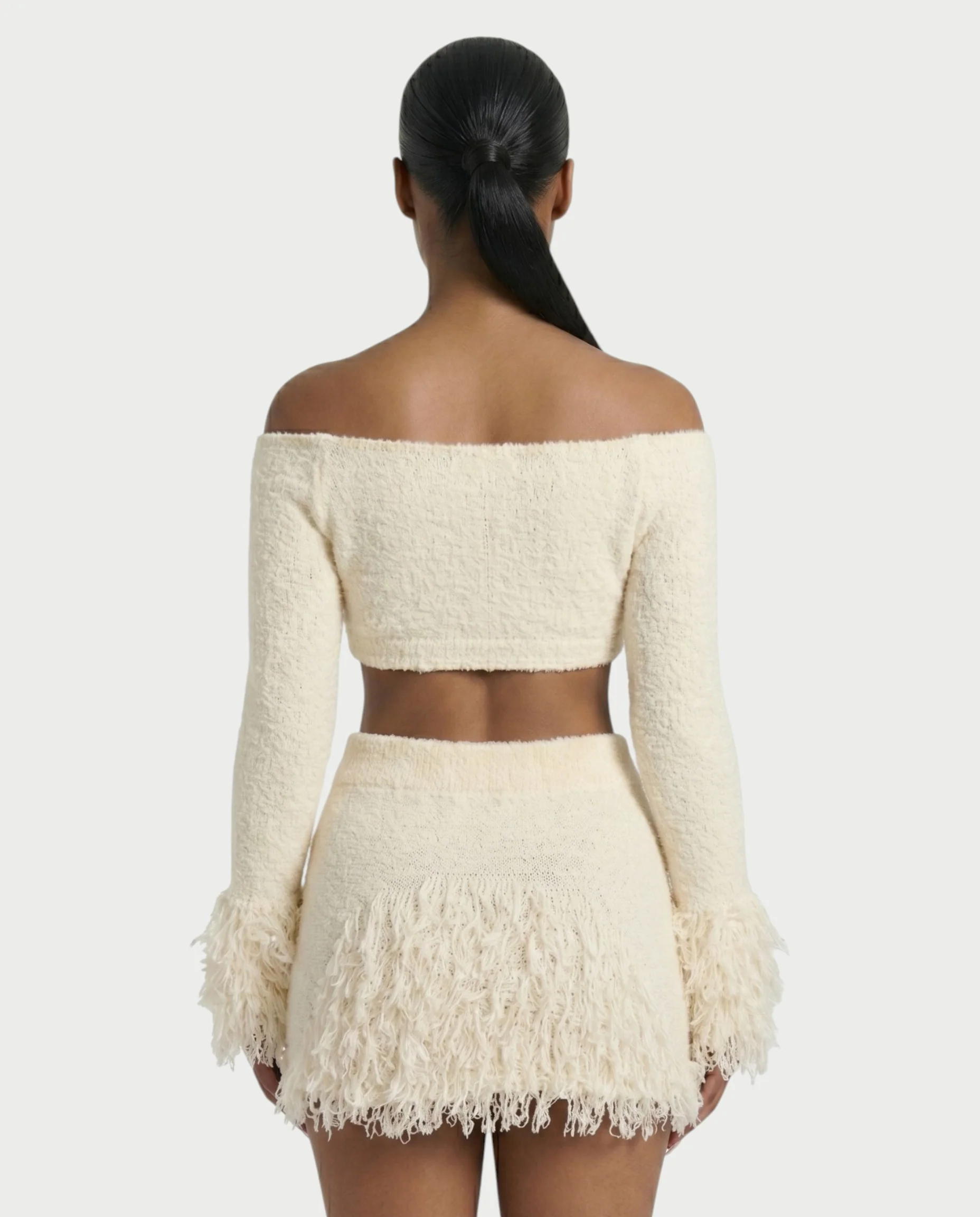 CAELINA Knit Crop Top & Fringe Mini Skirt Set - Image 5