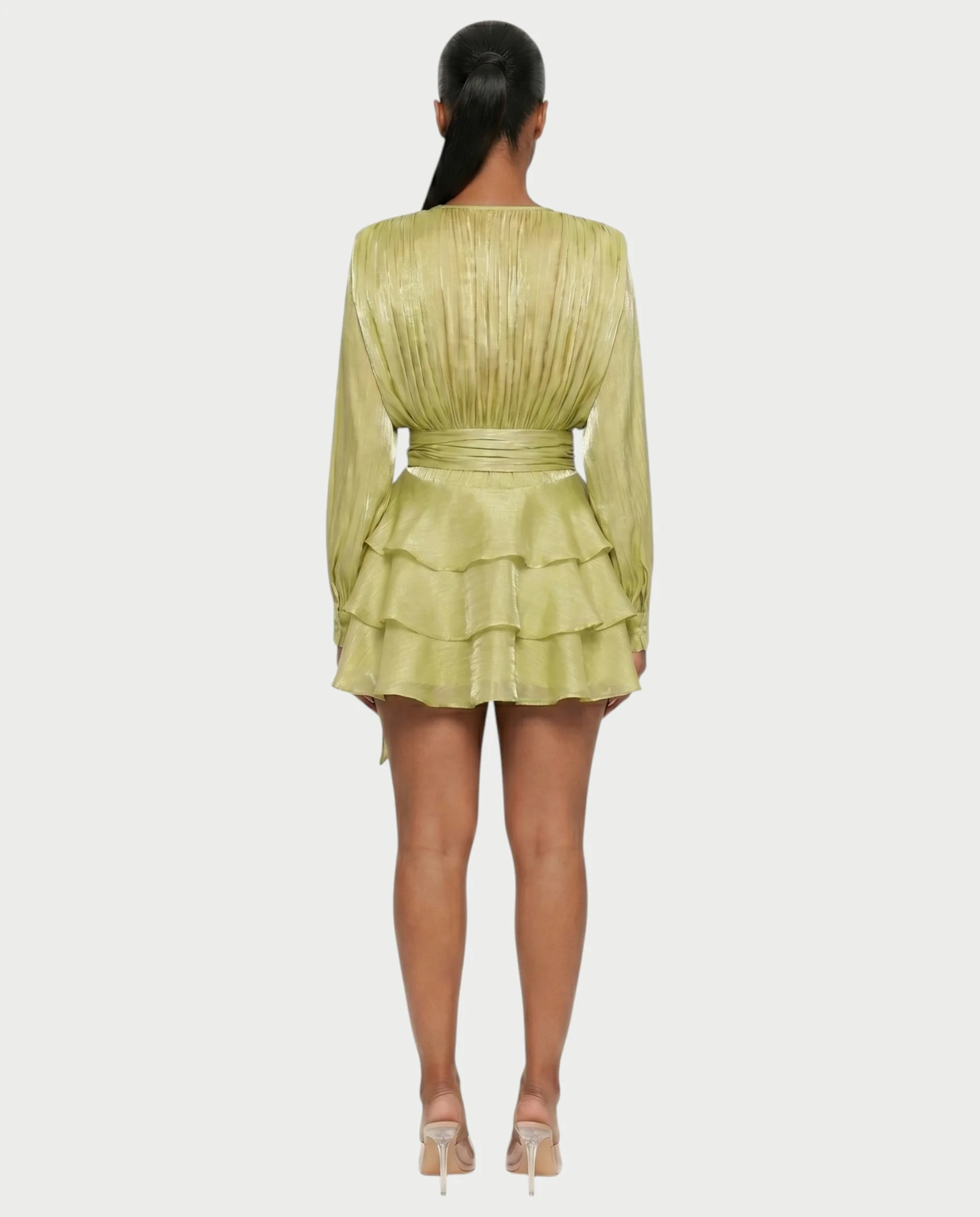 CALIMA Tie-Neck Ruffle Waist Mini Dress - Image 17
