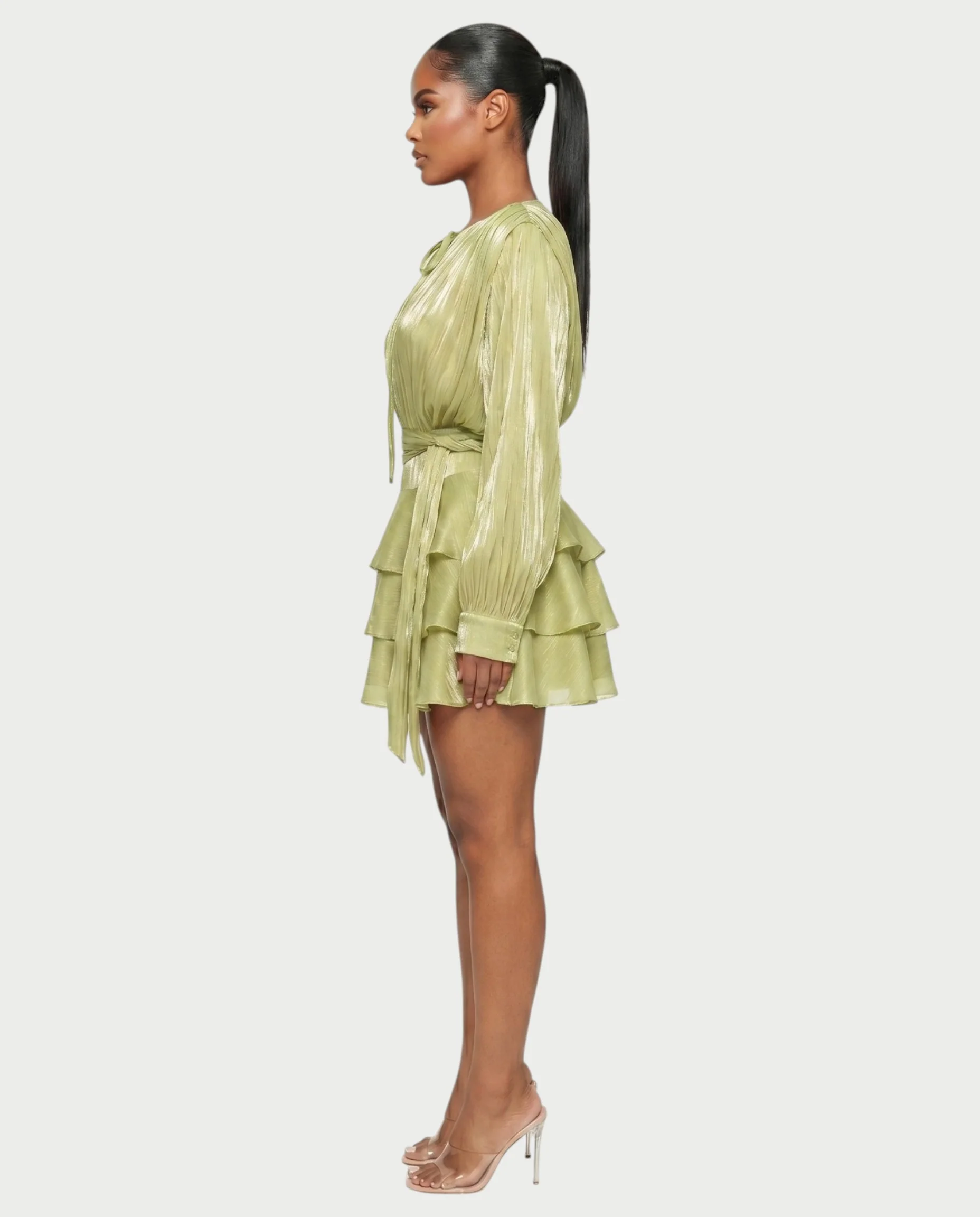 CALIMA Tie-Neck Ruffle Waist Mini Dress - Image 18