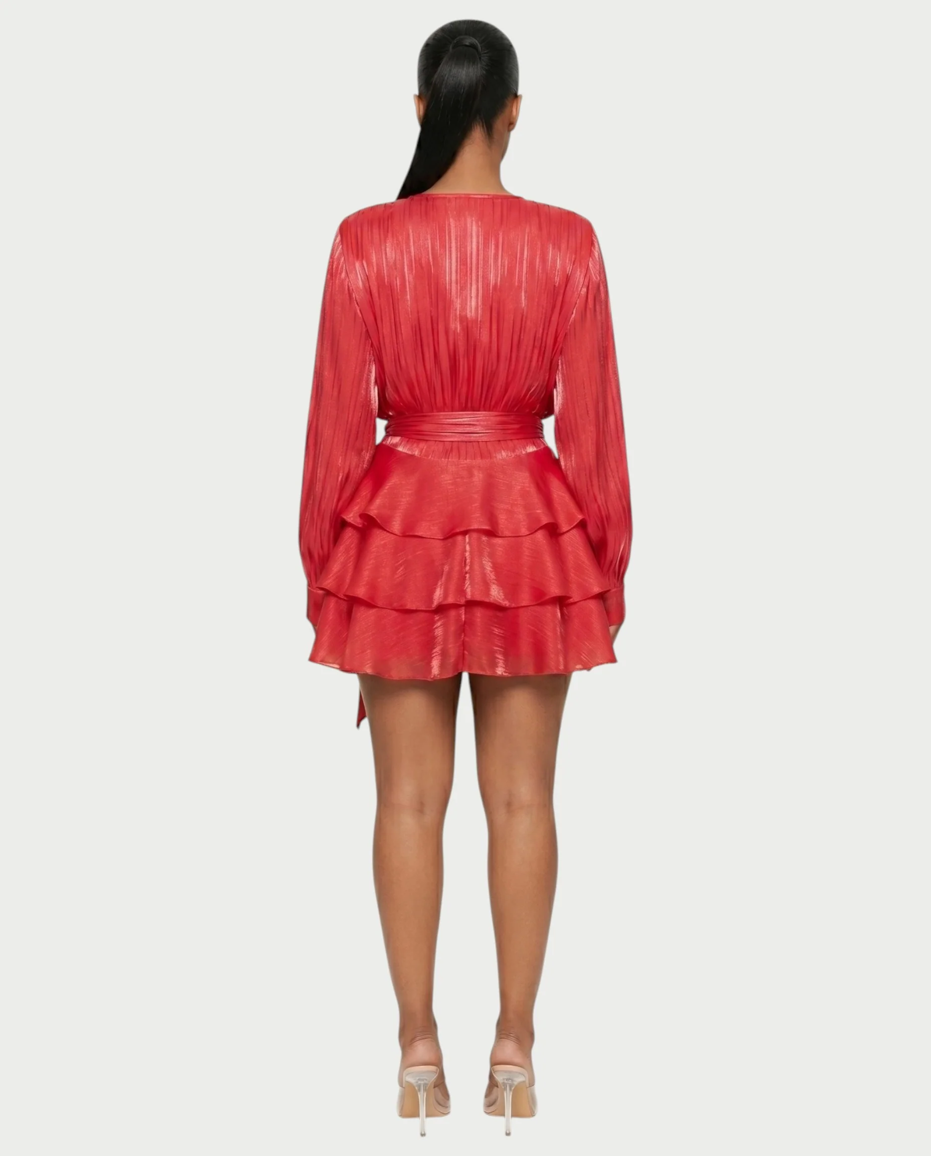 CALIMA Tie-Neck Ruffle Waist Mini Dress - Image 2