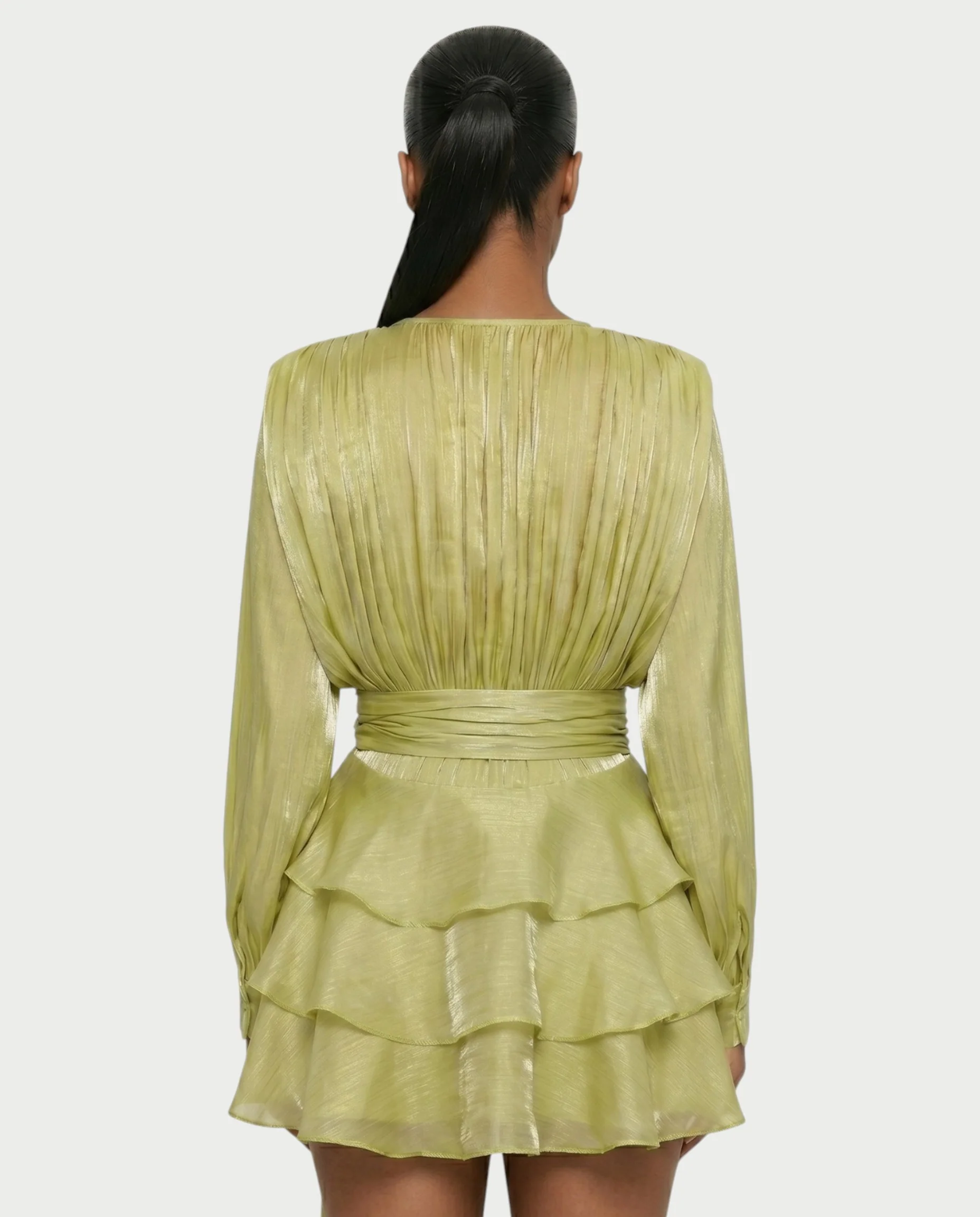CALIMA Tie-Neck Ruffle Waist Mini Dress - Image 20