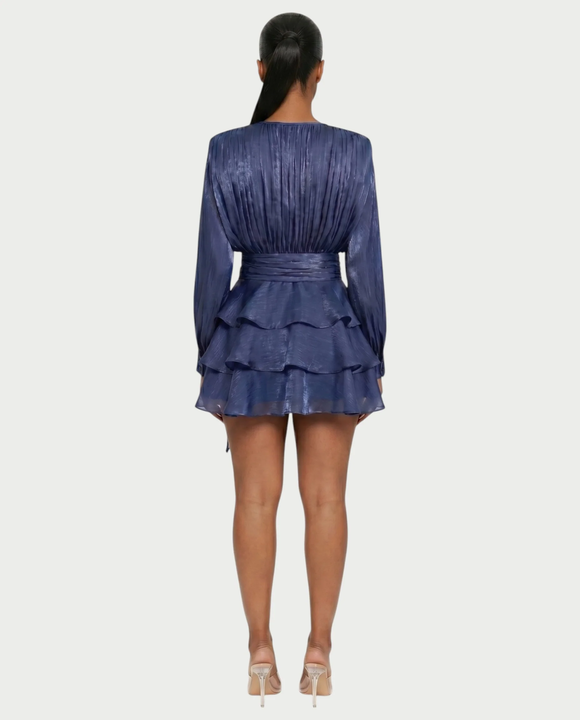 CALIMA Tie-Neck Ruffle Waist Mini Dress - Image 22