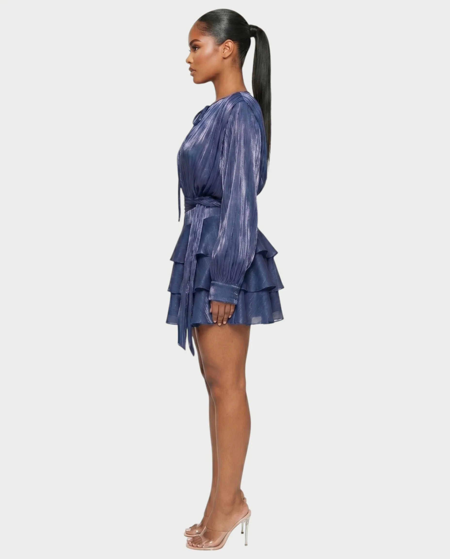 CALIMA Tie-Neck Ruffle Waist Mini Dress - Image 23