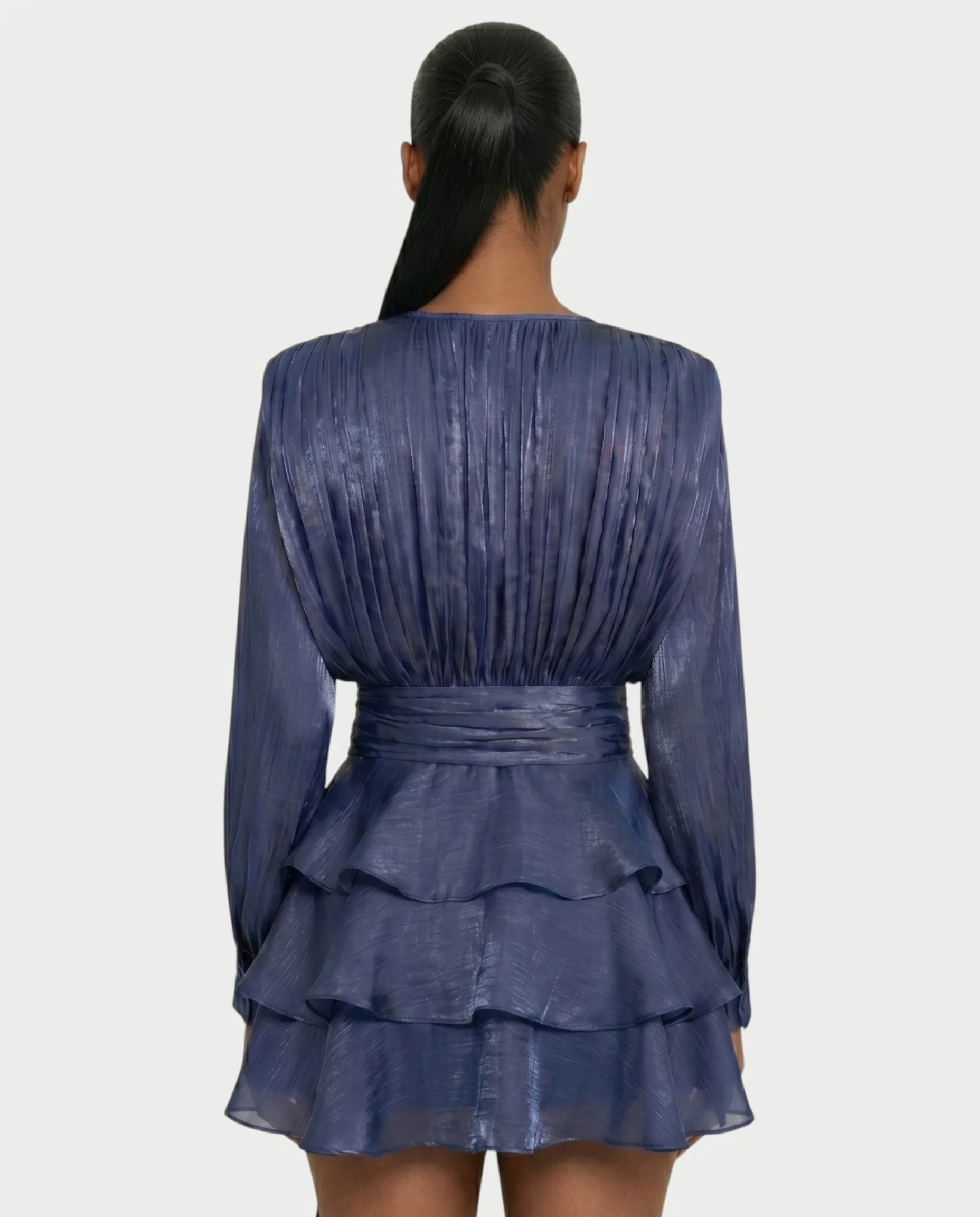 CALIMA Tie-Neck Ruffle Waist Mini Dress - Image 25