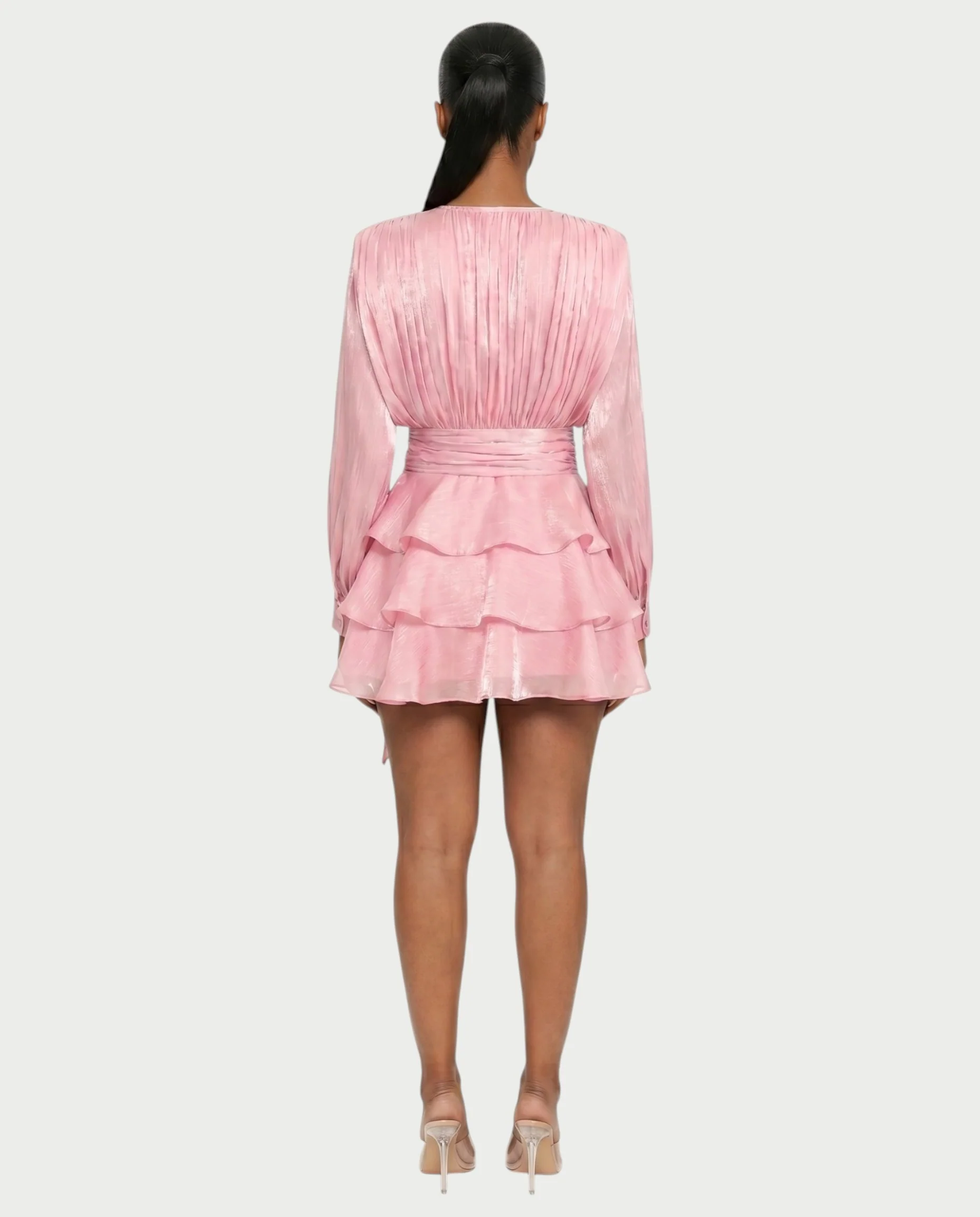 CALIMA Tie-Neck Ruffle Waist Mini Dress - Image 7