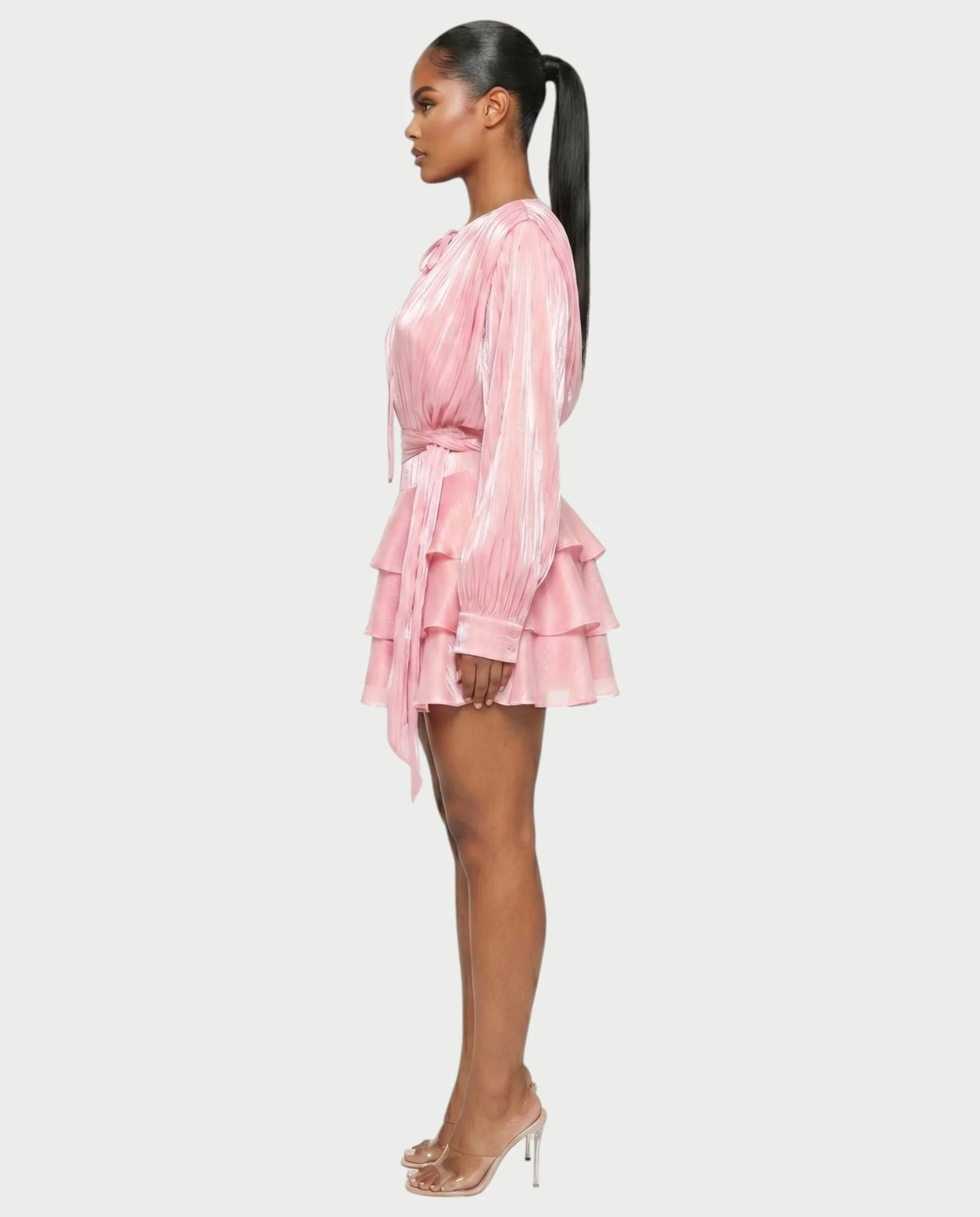 CALIMA Tie-Neck Ruffle Waist Mini Dress - Image 8