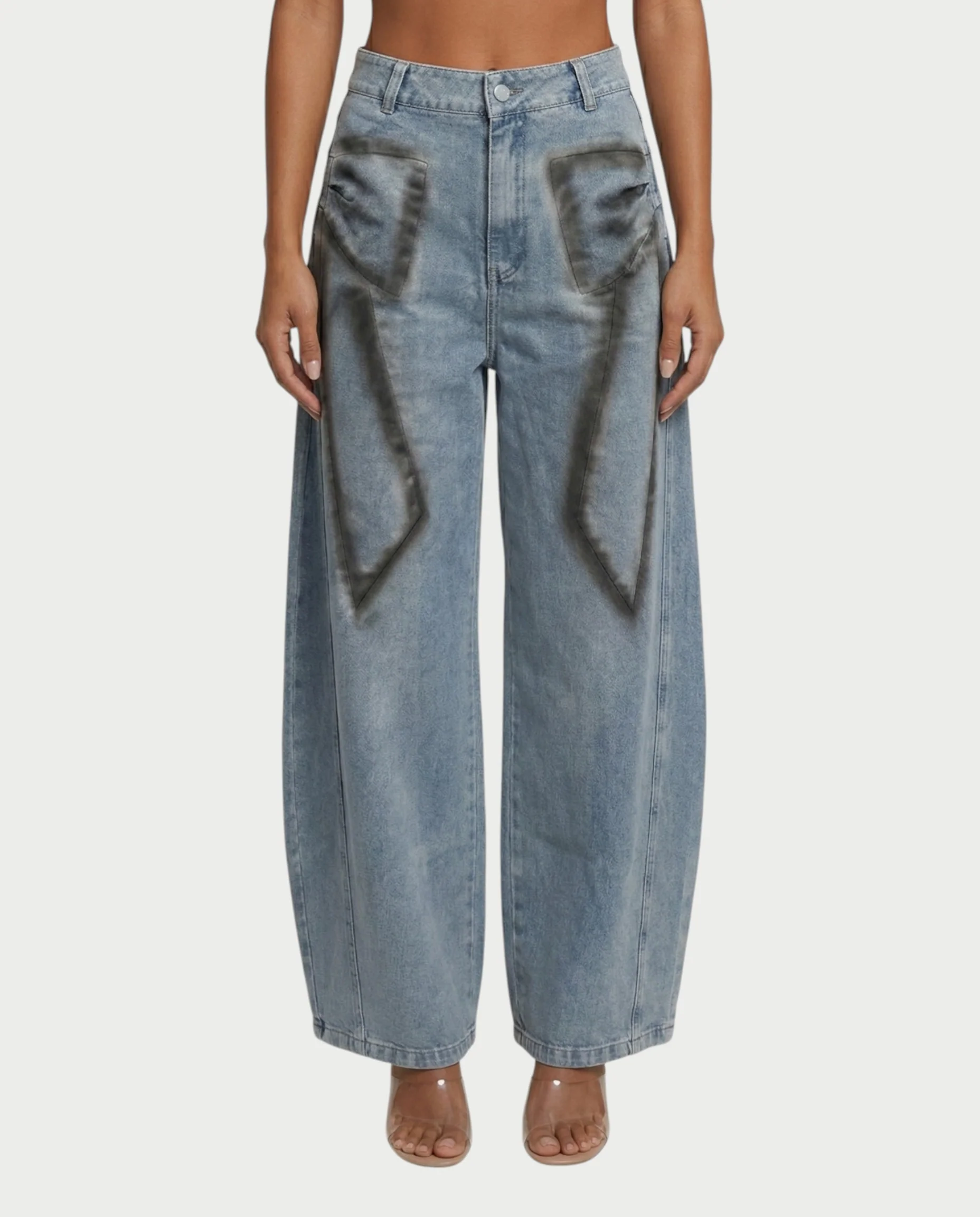 CALLIA Denim Tie Jacket & Wide-Leg Pants Set - Image 4