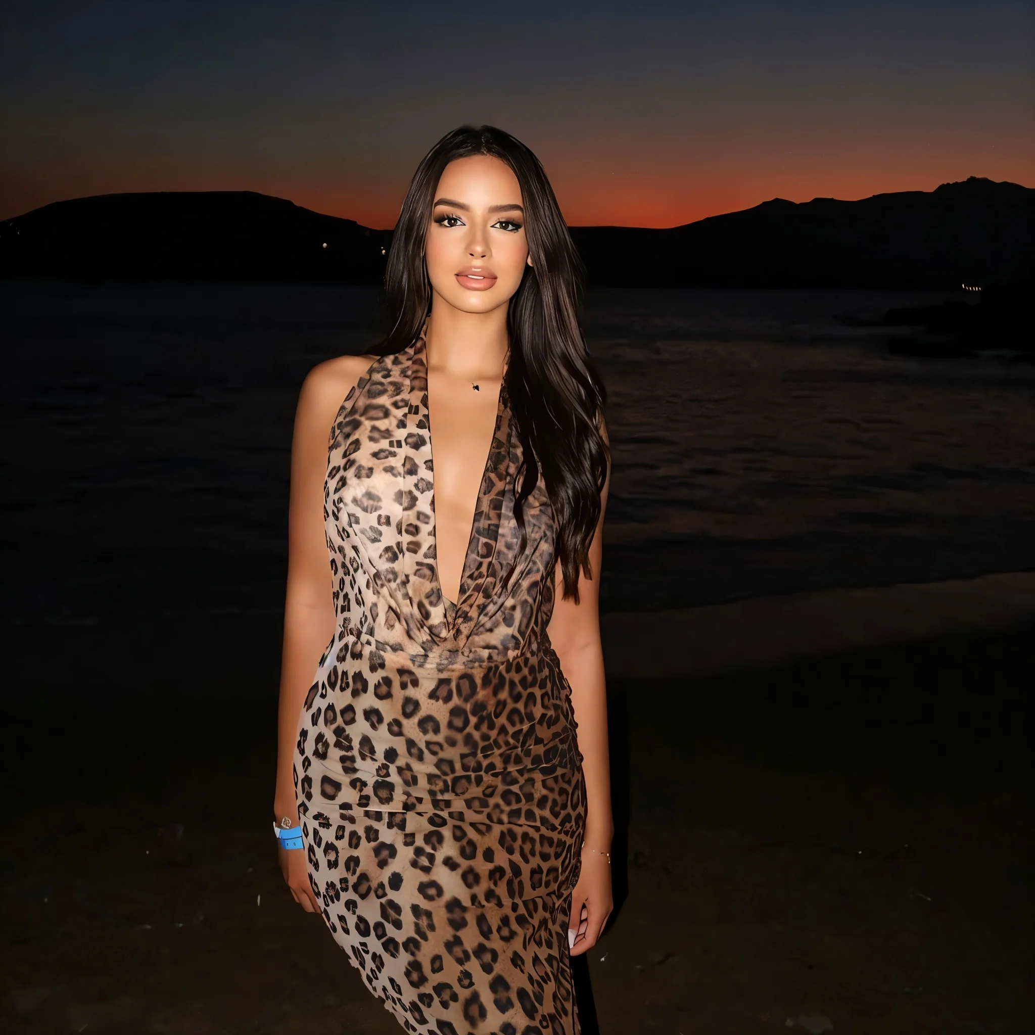 CAMILLE Halter Neckline Leopard Maxi Dress - Image 8