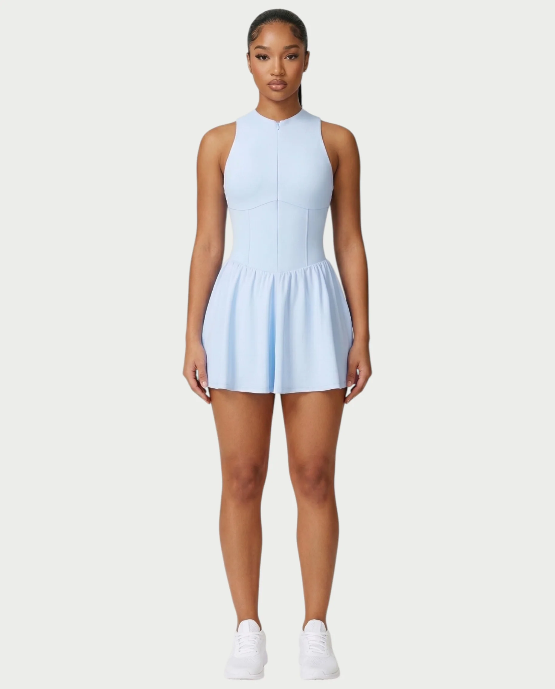 CAPRICE Zip-Front Sport Flared Tennis Skirt Mini Dress - Image 16