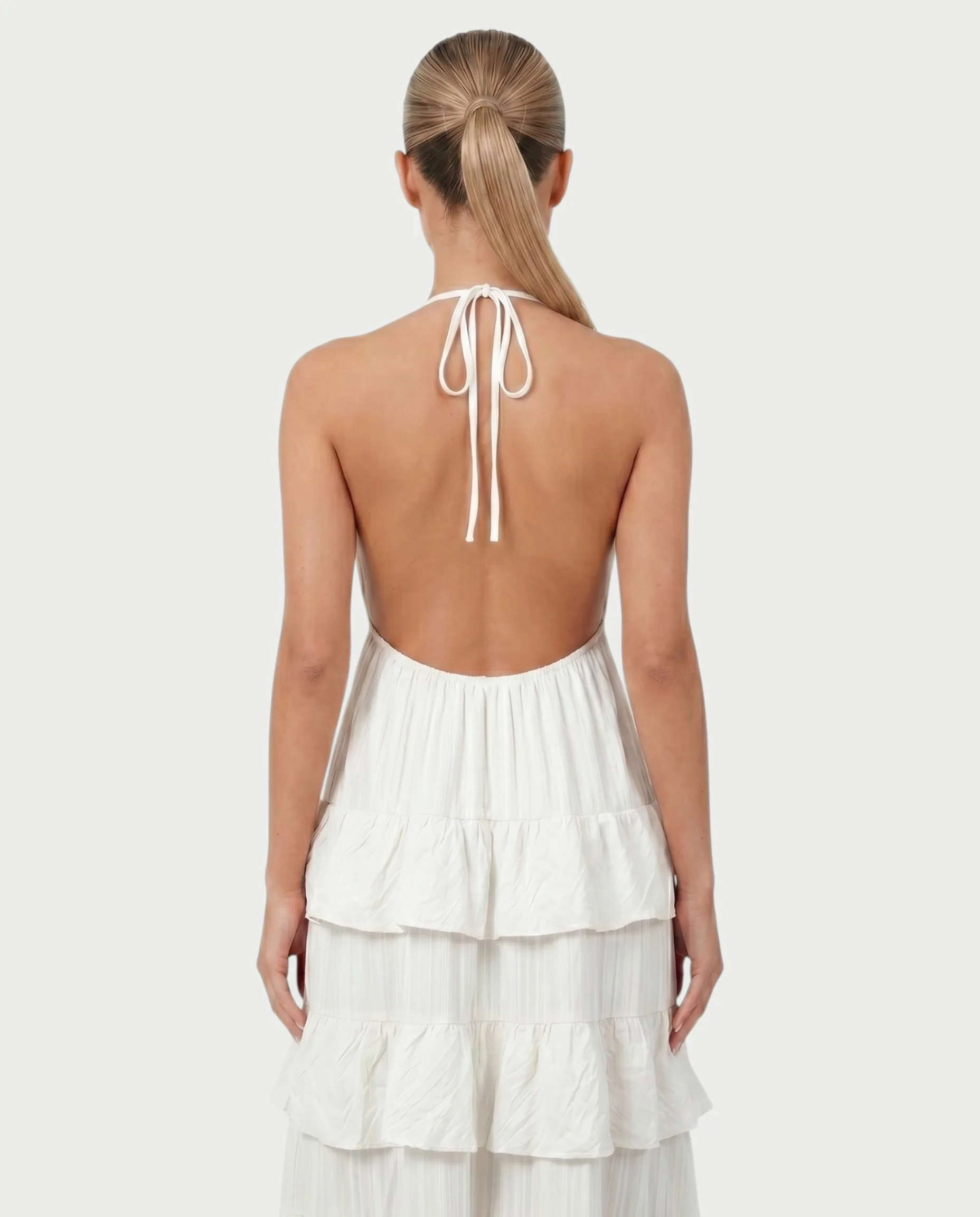CARESS Tiered Ruffle Halter Maxi Dress - Image 10