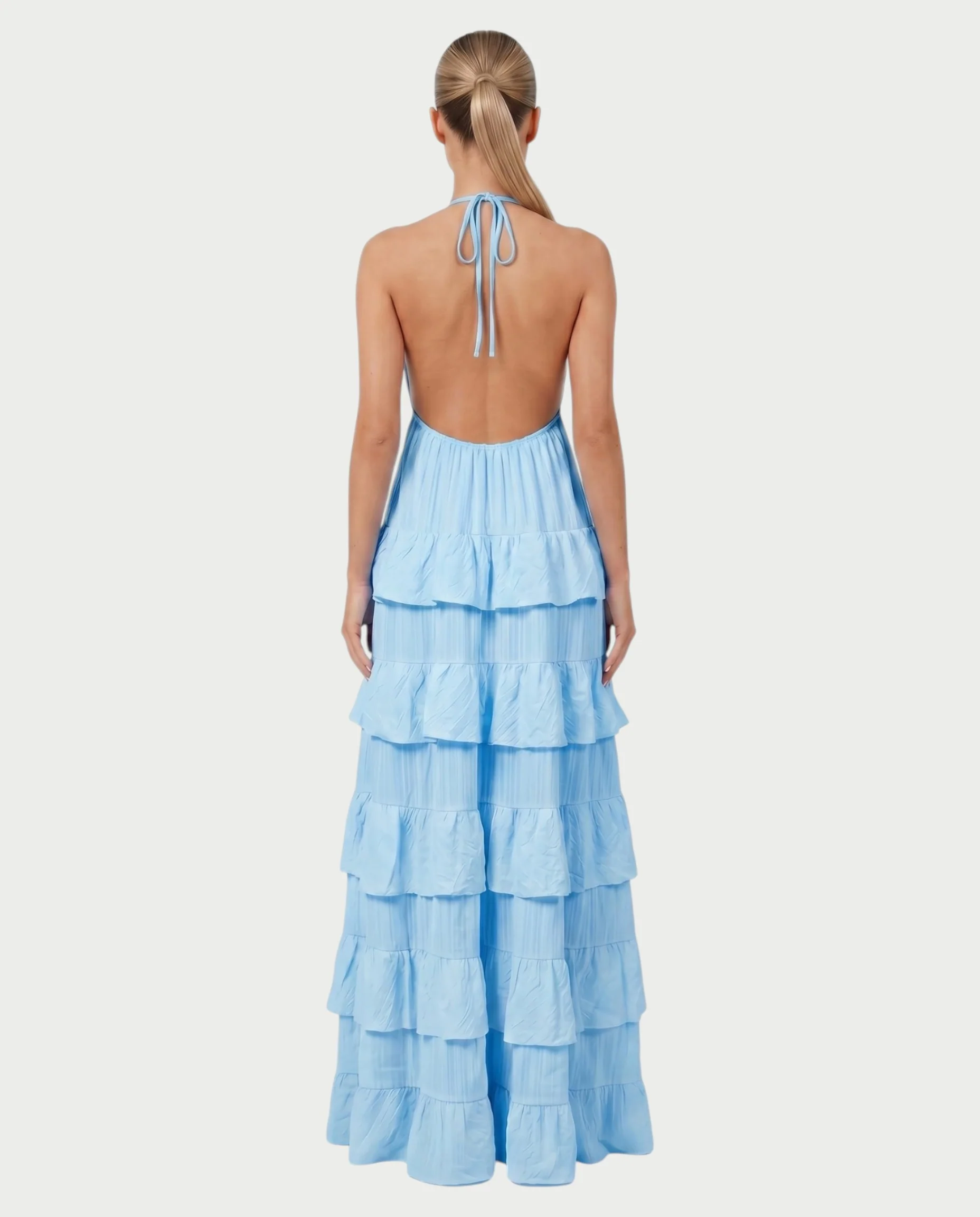 CARESS Tiered Ruffle Halter Maxi Dress - Image 12