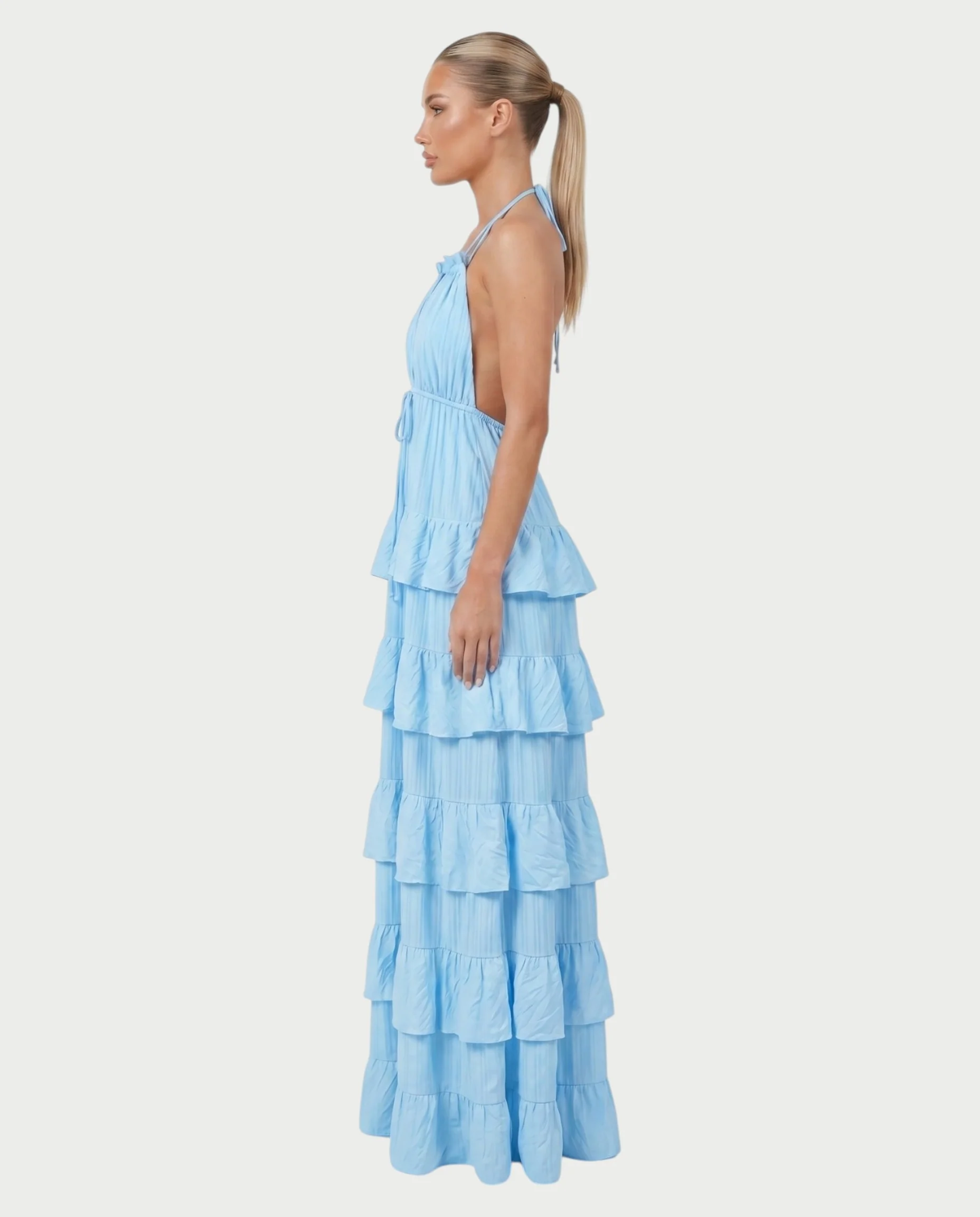 CARESS Tiered Ruffle Halter Maxi Dress - Image 13