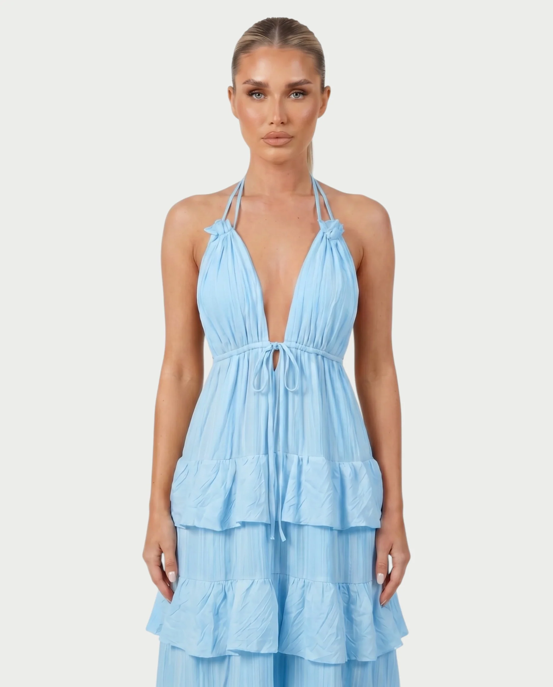 CARESS Tiered Ruffle Halter Maxi Dress - Image 14