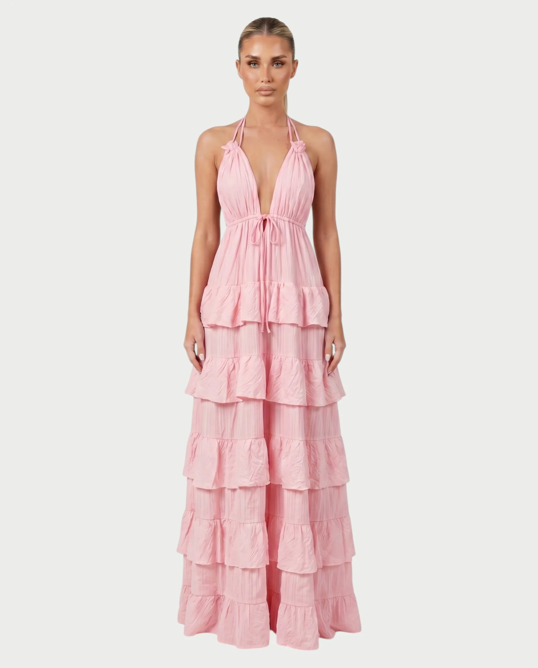 CARESS Tiered Ruffle Halter Maxi Dress - Image 16
