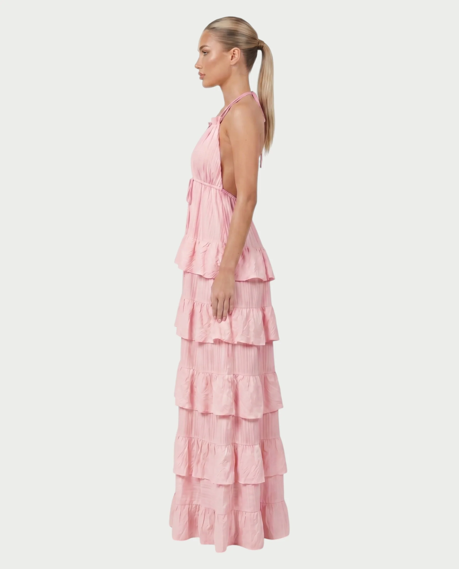CARESS Tiered Ruffle Halter Maxi Dress - Image 18