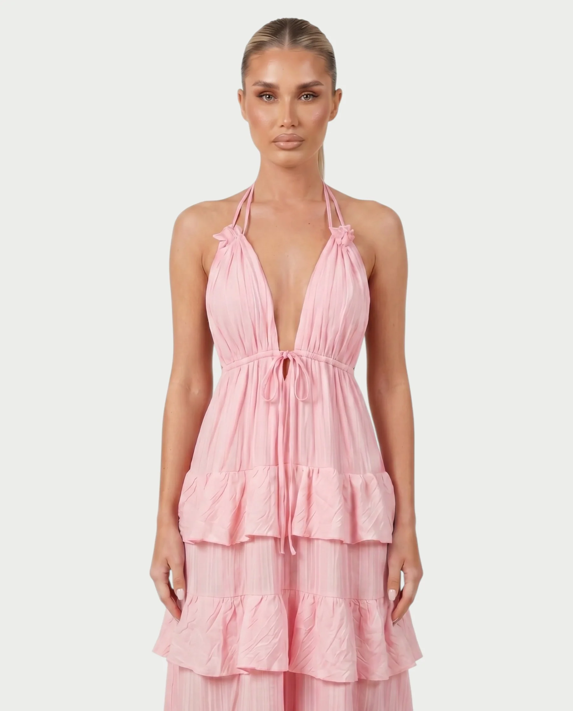 CARESS Tiered Ruffle Halter Maxi Dress - Image 19
