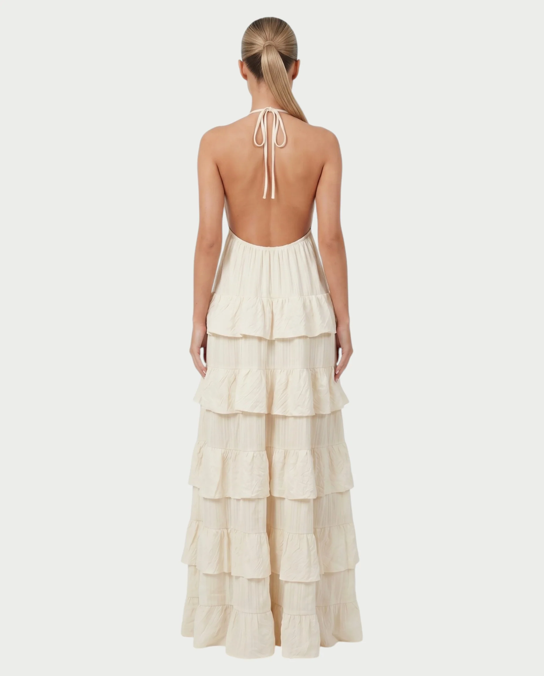 CARESS Tiered Ruffle Halter Maxi Dress - Image 2