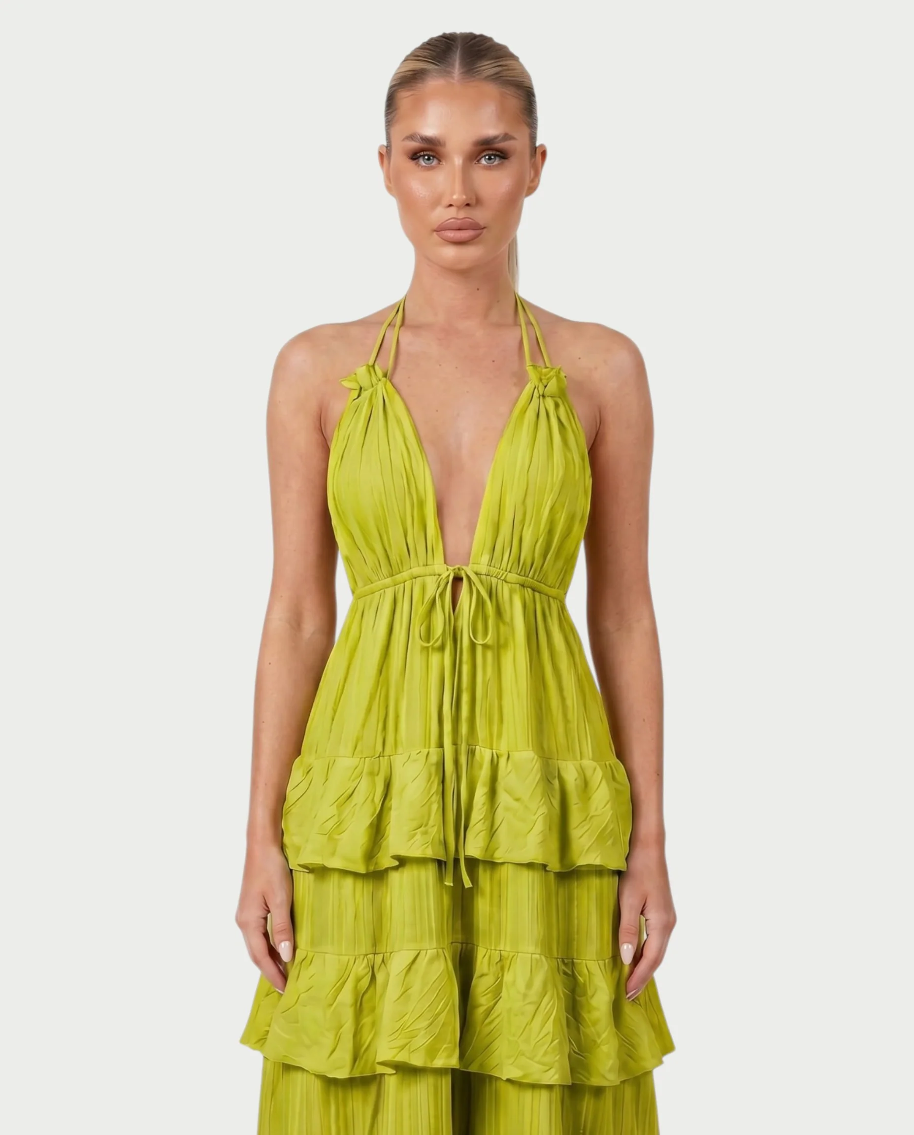 CARESS Tiered Ruffle Halter Maxi Dress - Image 24