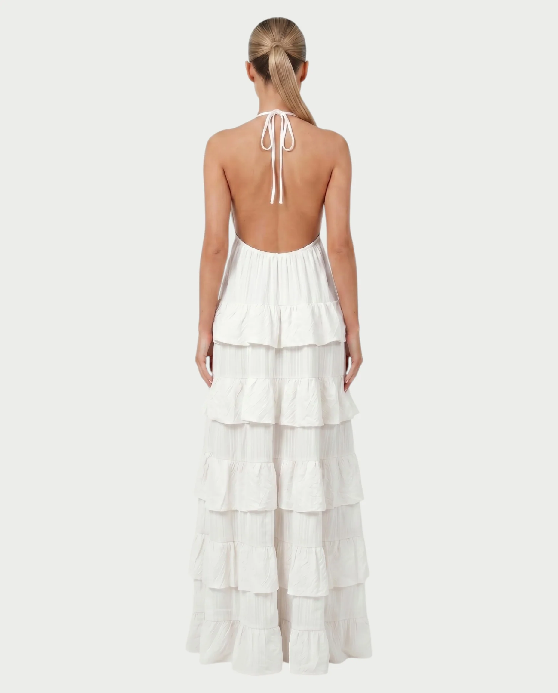 CARESS Tiered Ruffle Halter Maxi Dress - Image 7