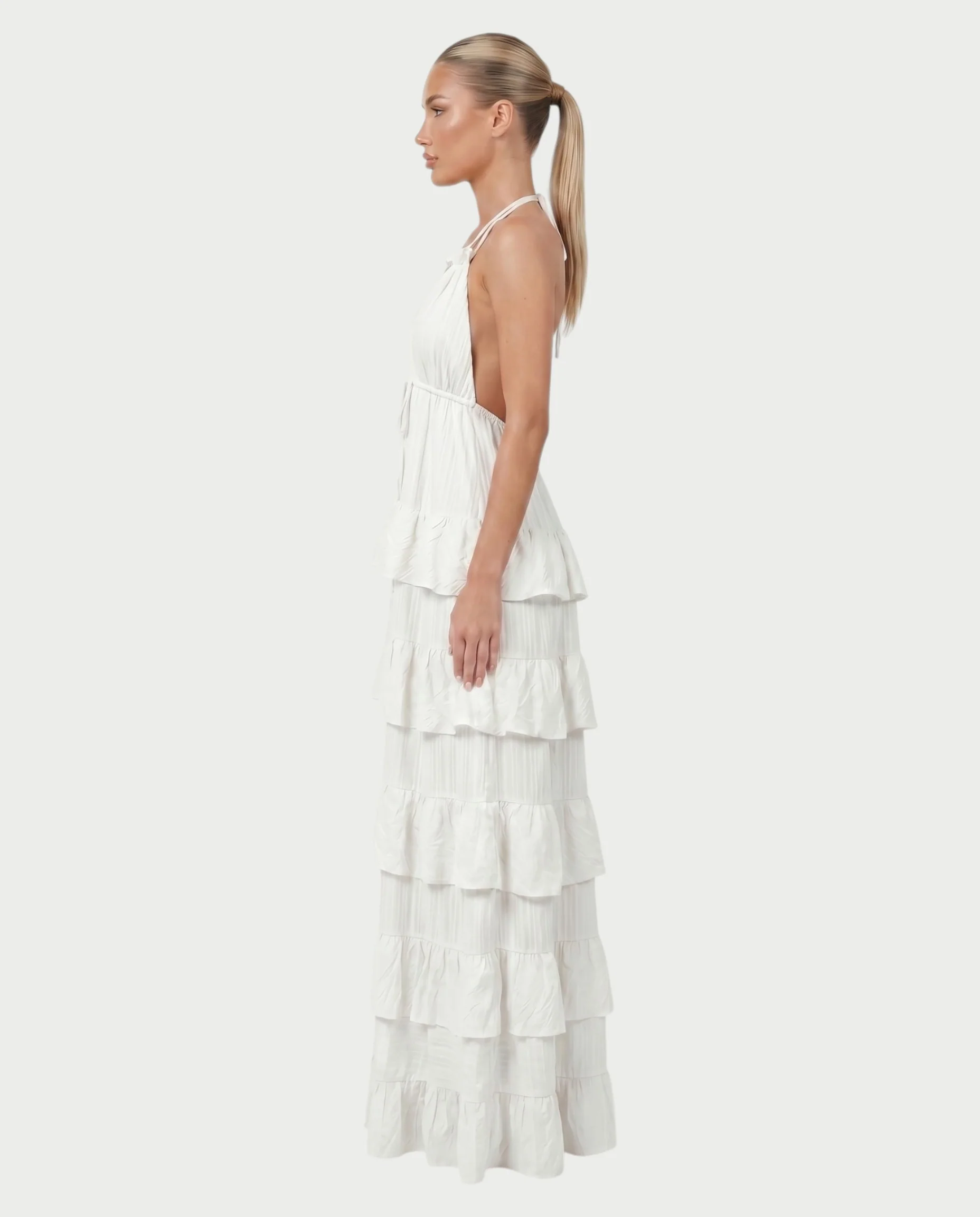 CARESS Tiered Ruffle Halter Maxi Dress - Image 8