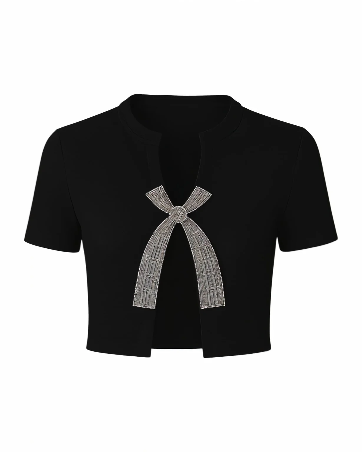 CARLY Rhinestone Bow Cropped Top - Image 5