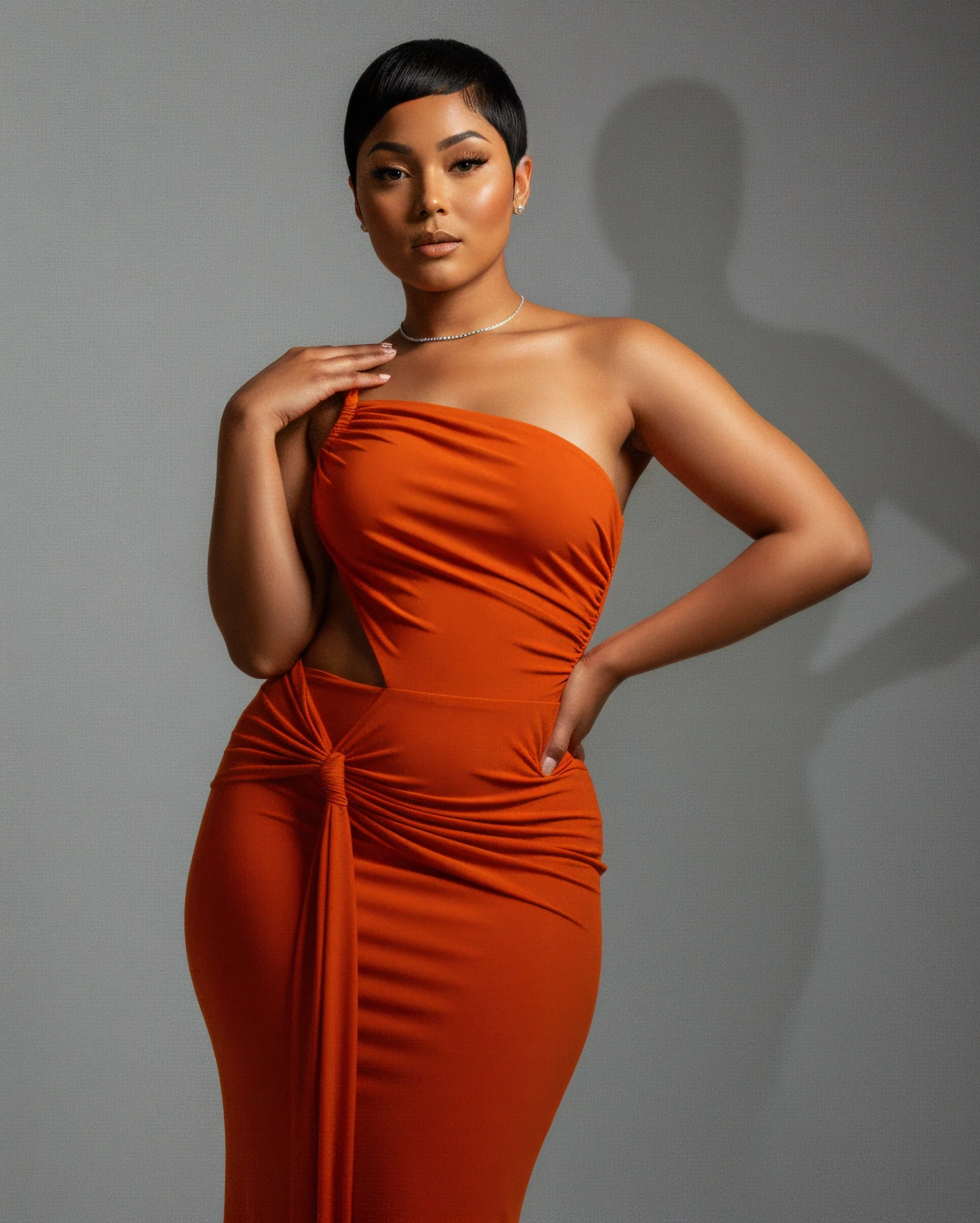 CARMEN Asymmetric Ruched Cutout Maxi Dress - Image 10