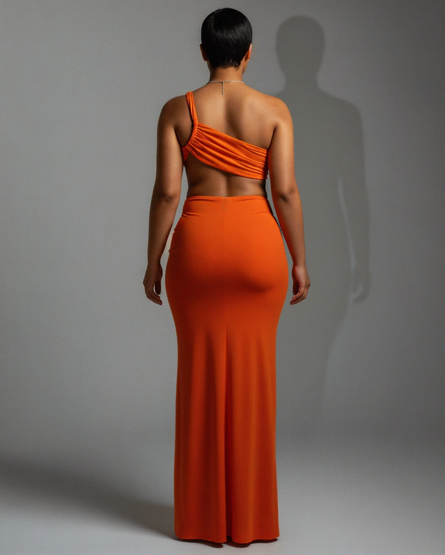 CARMEN Asymmetric Ruched Cutout Maxi Dress - Image 12