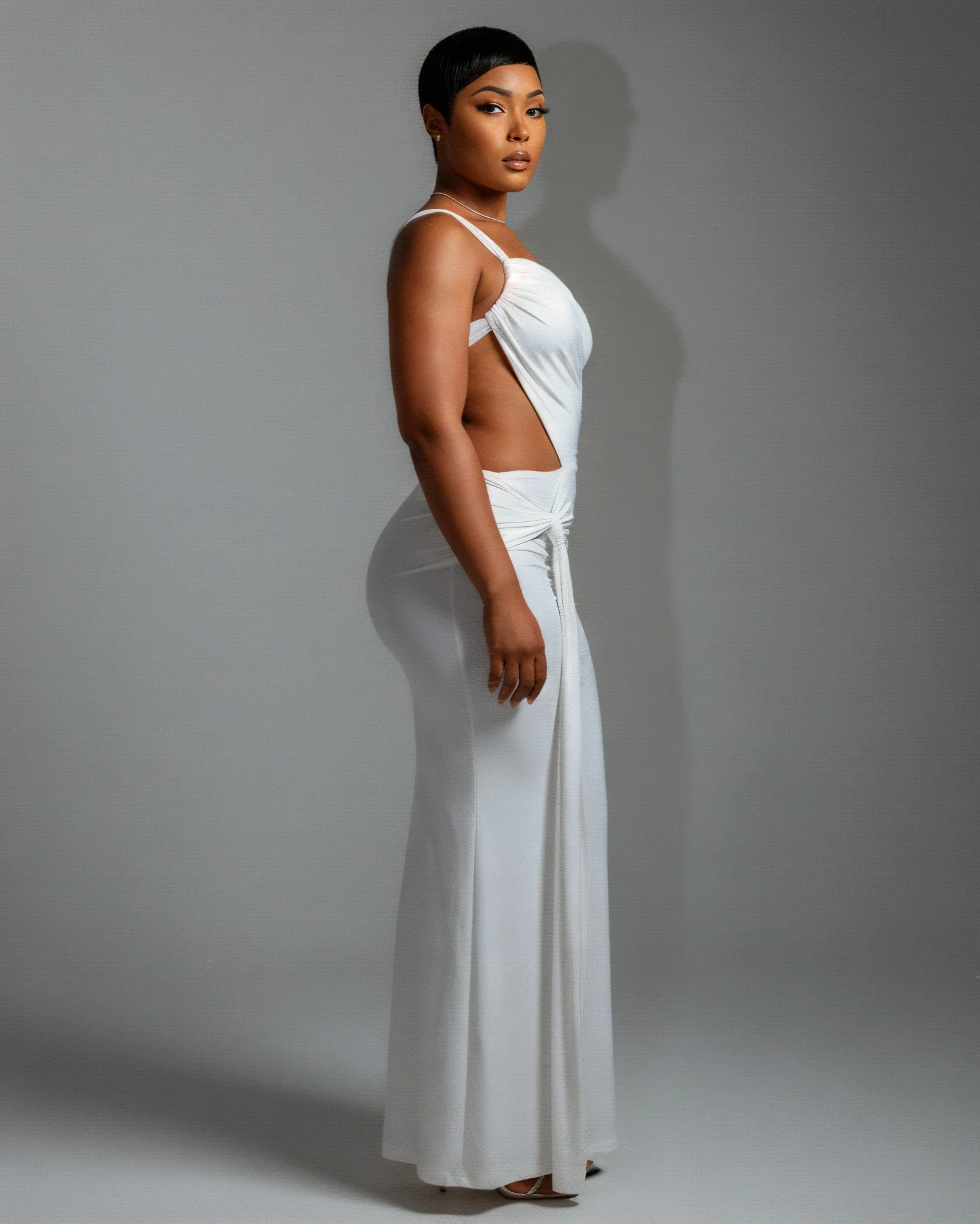 CARMEN Asymmetric Ruched Cutout Maxi Dress - Image 3