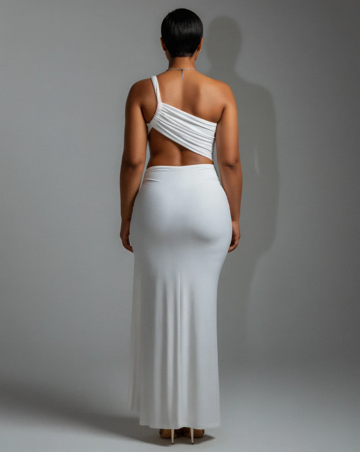 CARMEN Asymmetric Ruched Cutout Maxi Dress - Image 4