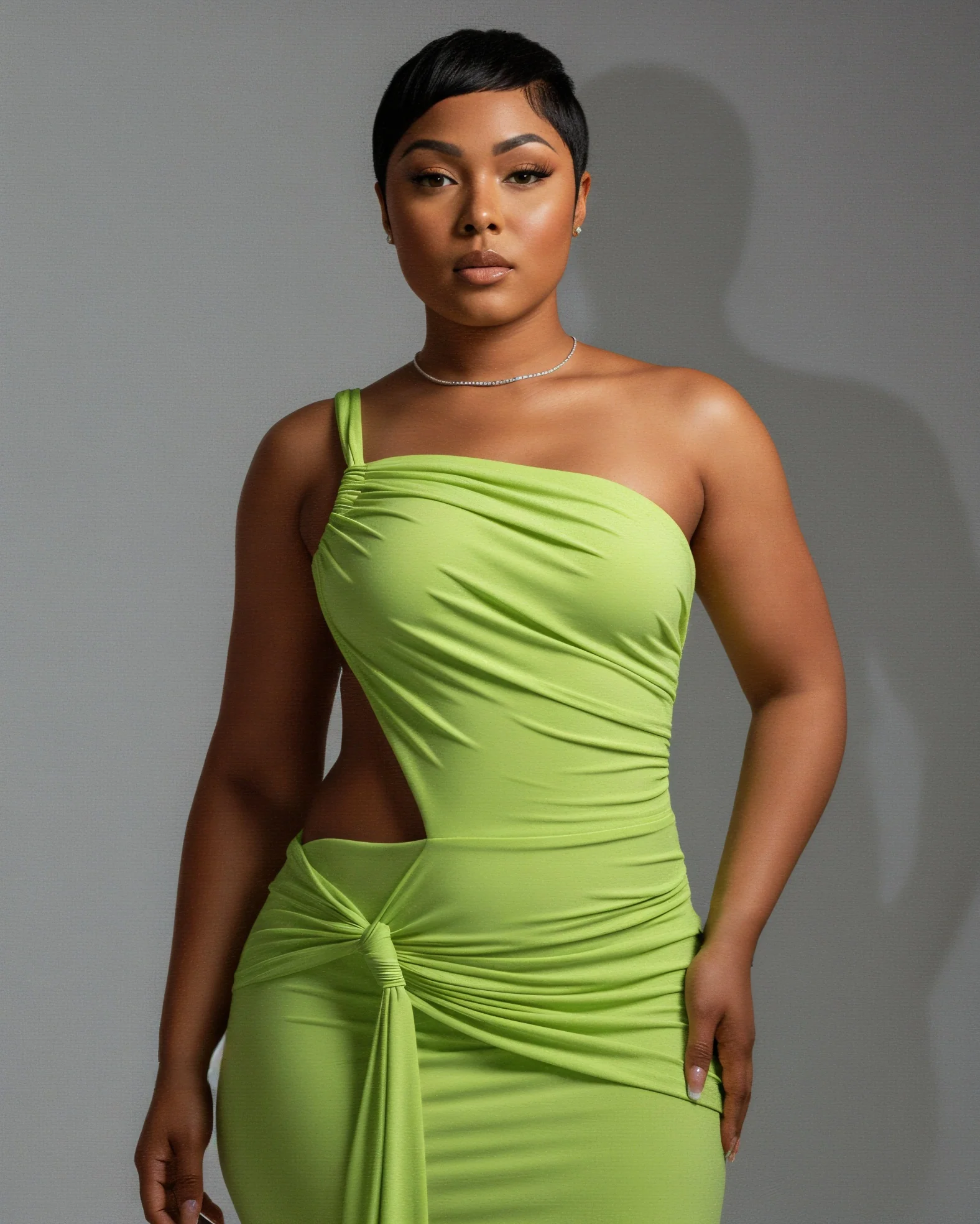 CARMEN Asymmetric Ruched Cutout Maxi Dress - Image 6