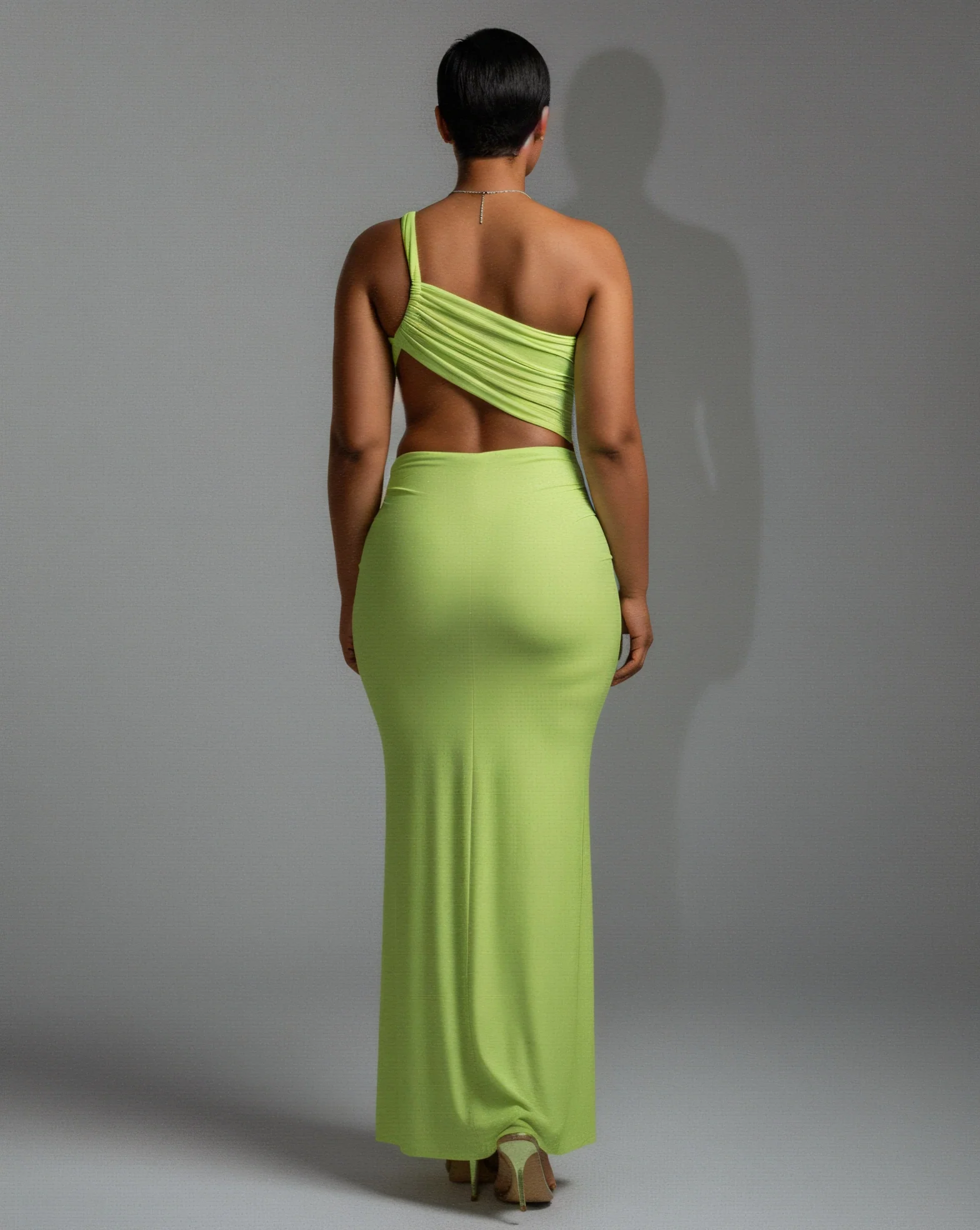 CARMEN Asymmetric Ruched Cutout Maxi Dress - Image 8