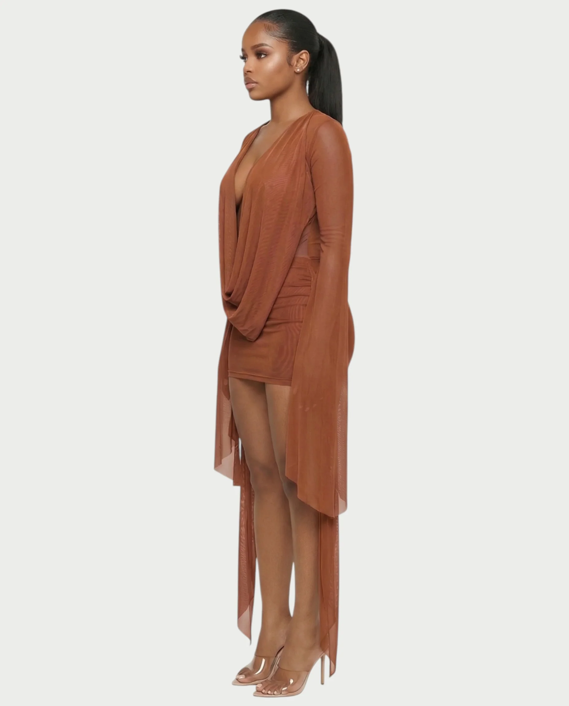 CAROL Cowl Neck Draped Mini Dress - Image 14