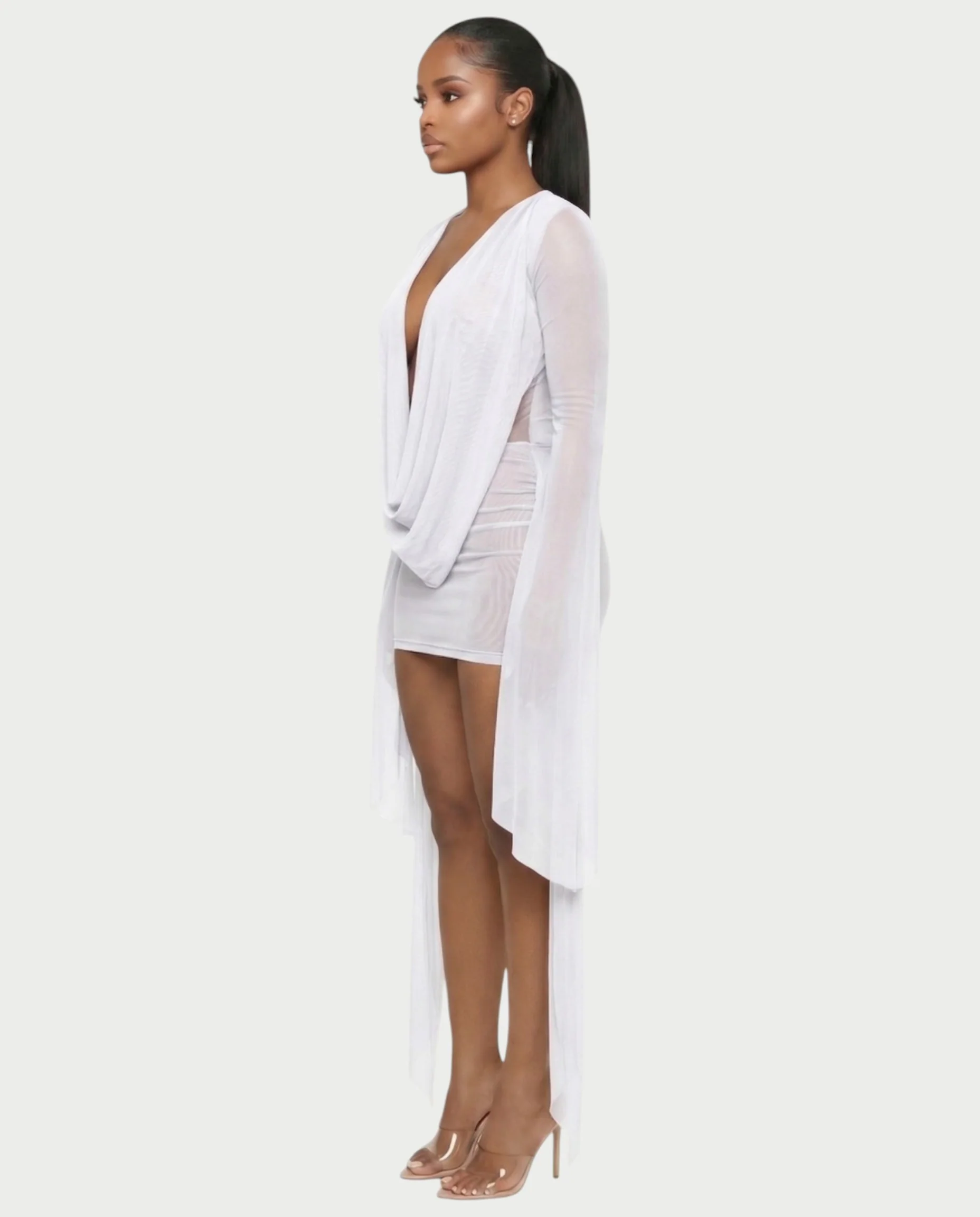 CAROL Cowl Neck Draped Mini Dress - Image 19
