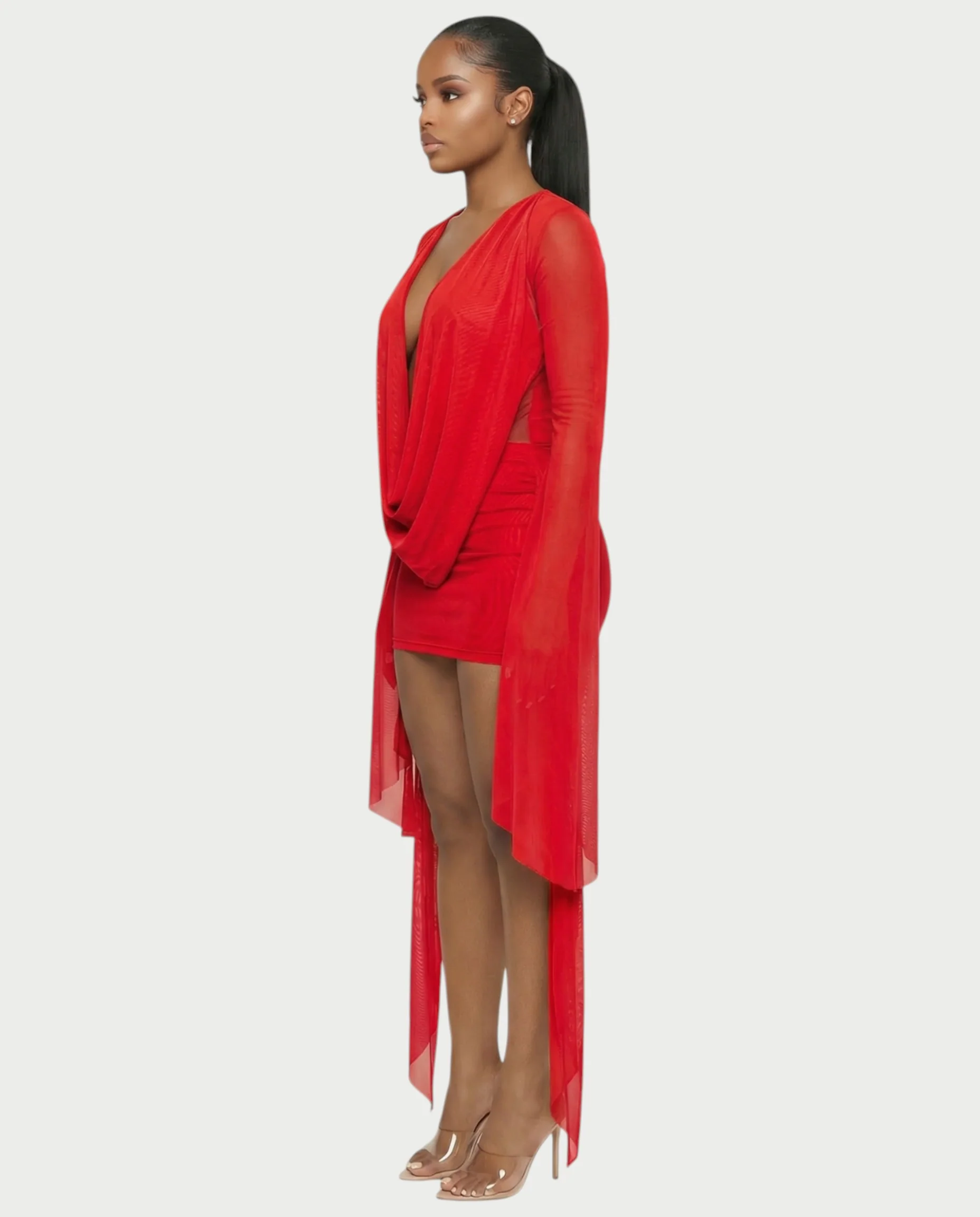 CAROL Cowl Neck Draped Mini Dress - Image 24