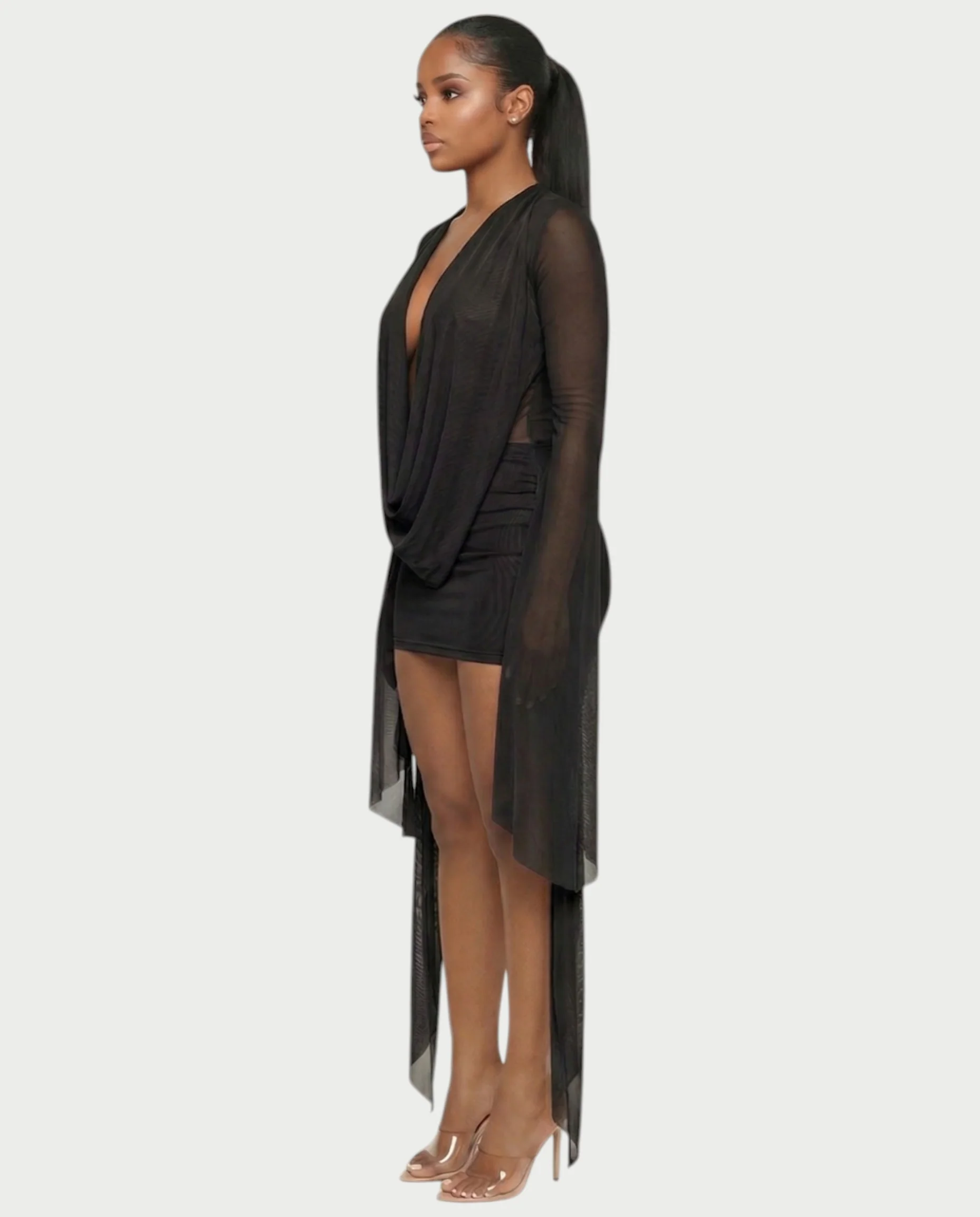 CAROL Cowl Neck Draped Mini Dress - Image 29