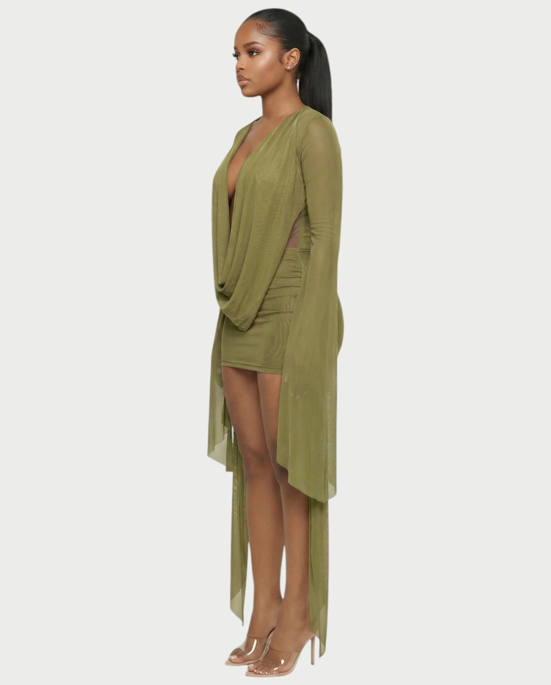 CAROL Cowl Neck Draped Mini Dress - Image 39