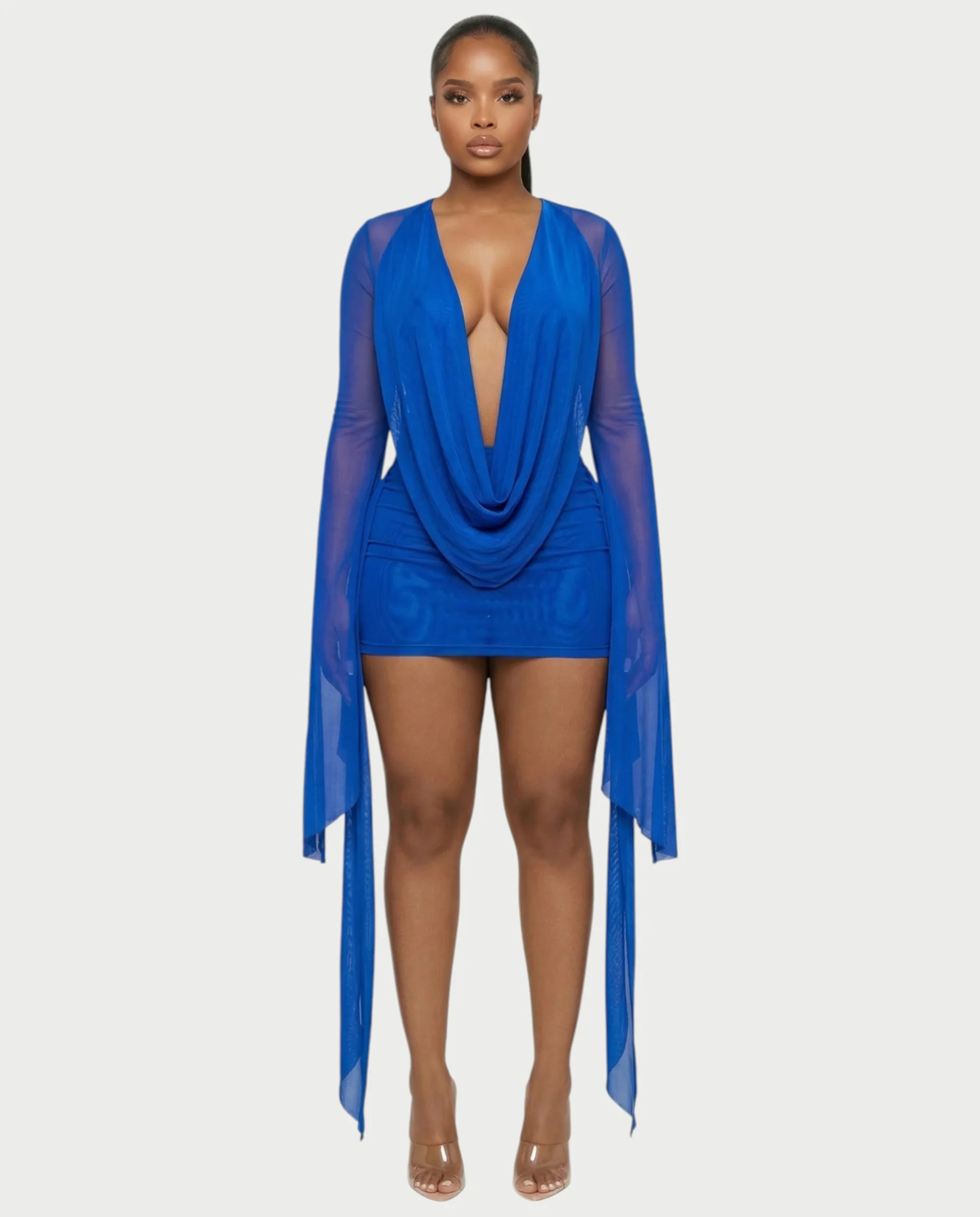 CAROL Cowl Neck Draped Mini Dress - Image 42