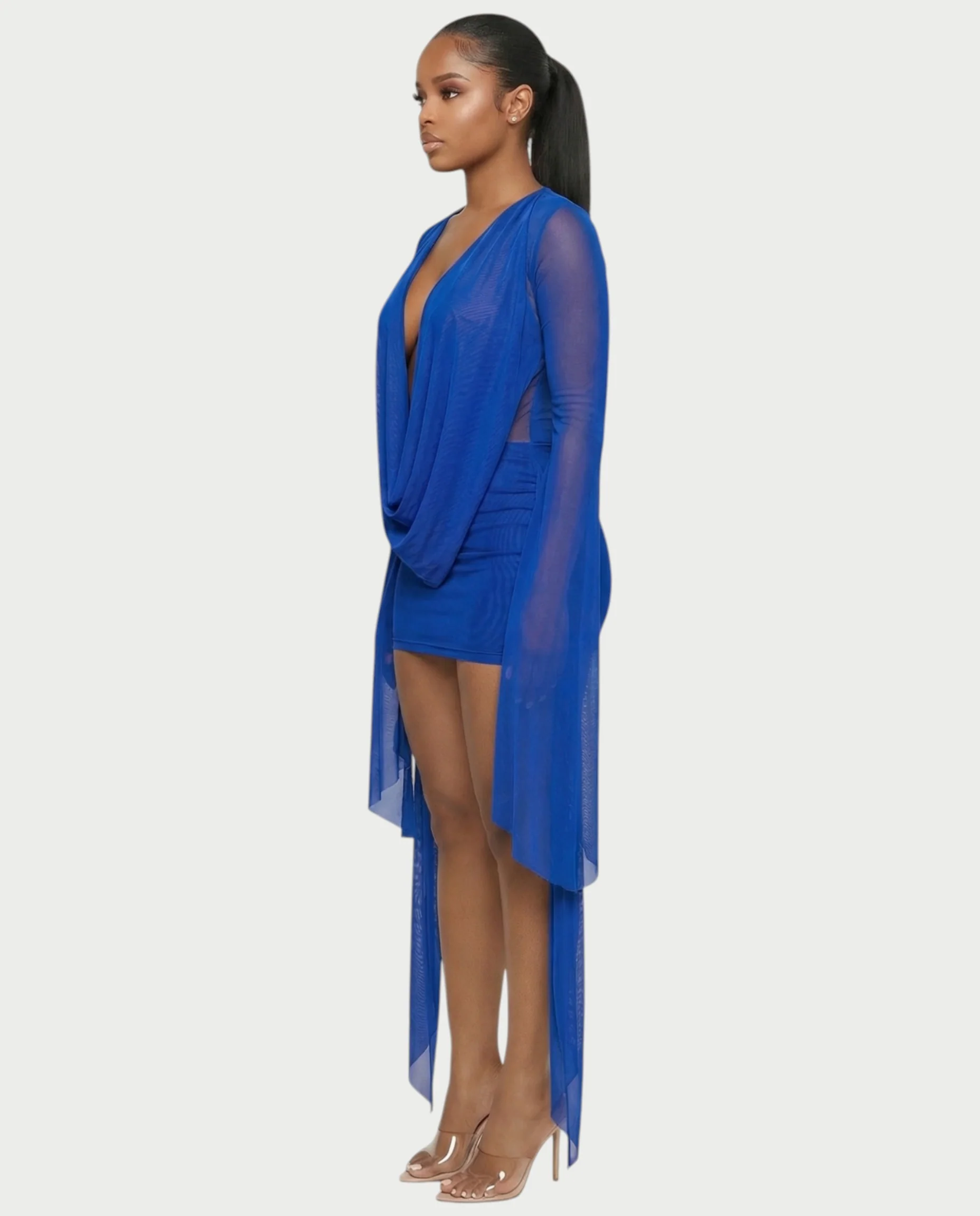 CAROL Cowl Neck Draped Mini Dress - Image 44