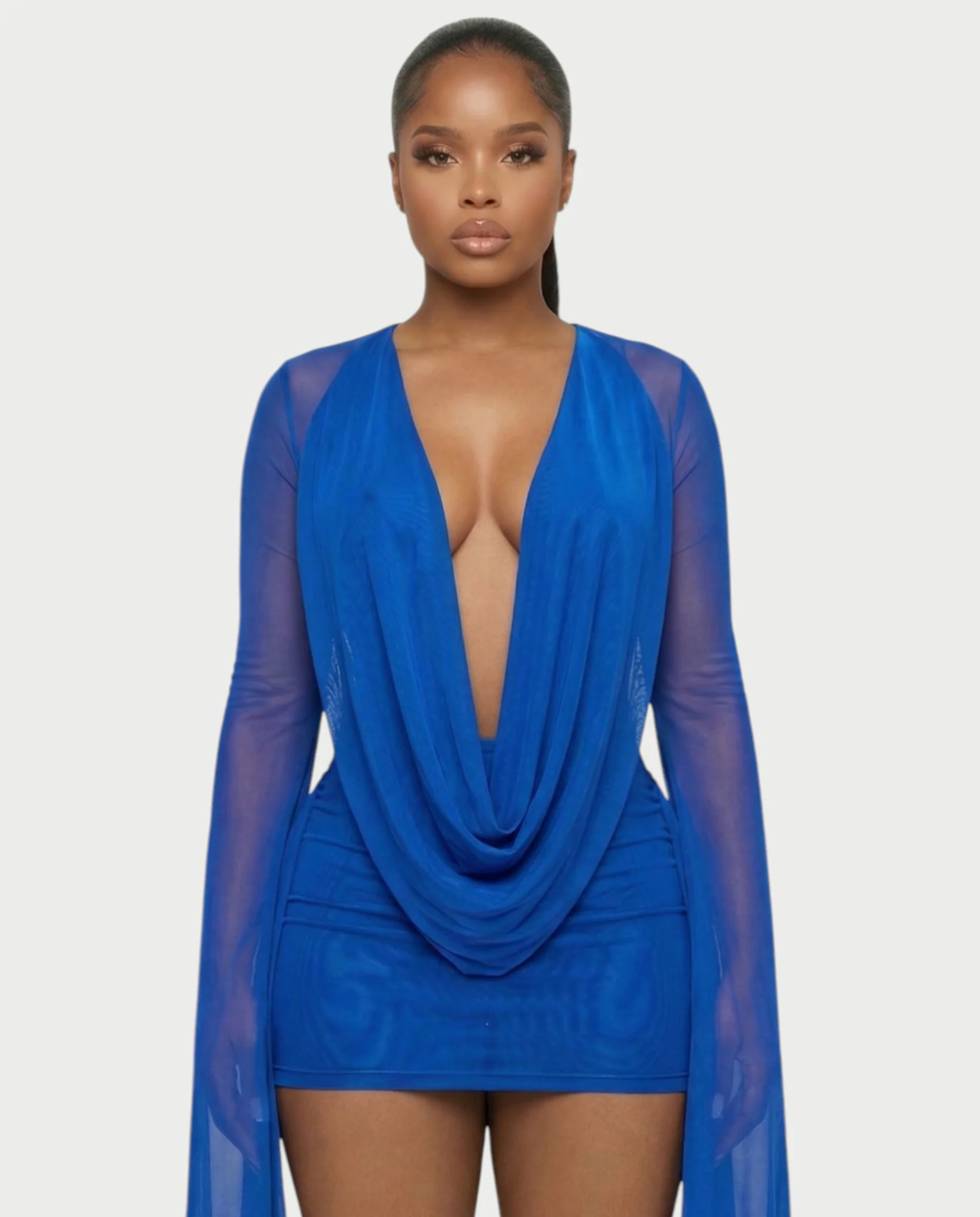CAROL Cowl Neck Draped Mini Dress - Image 45