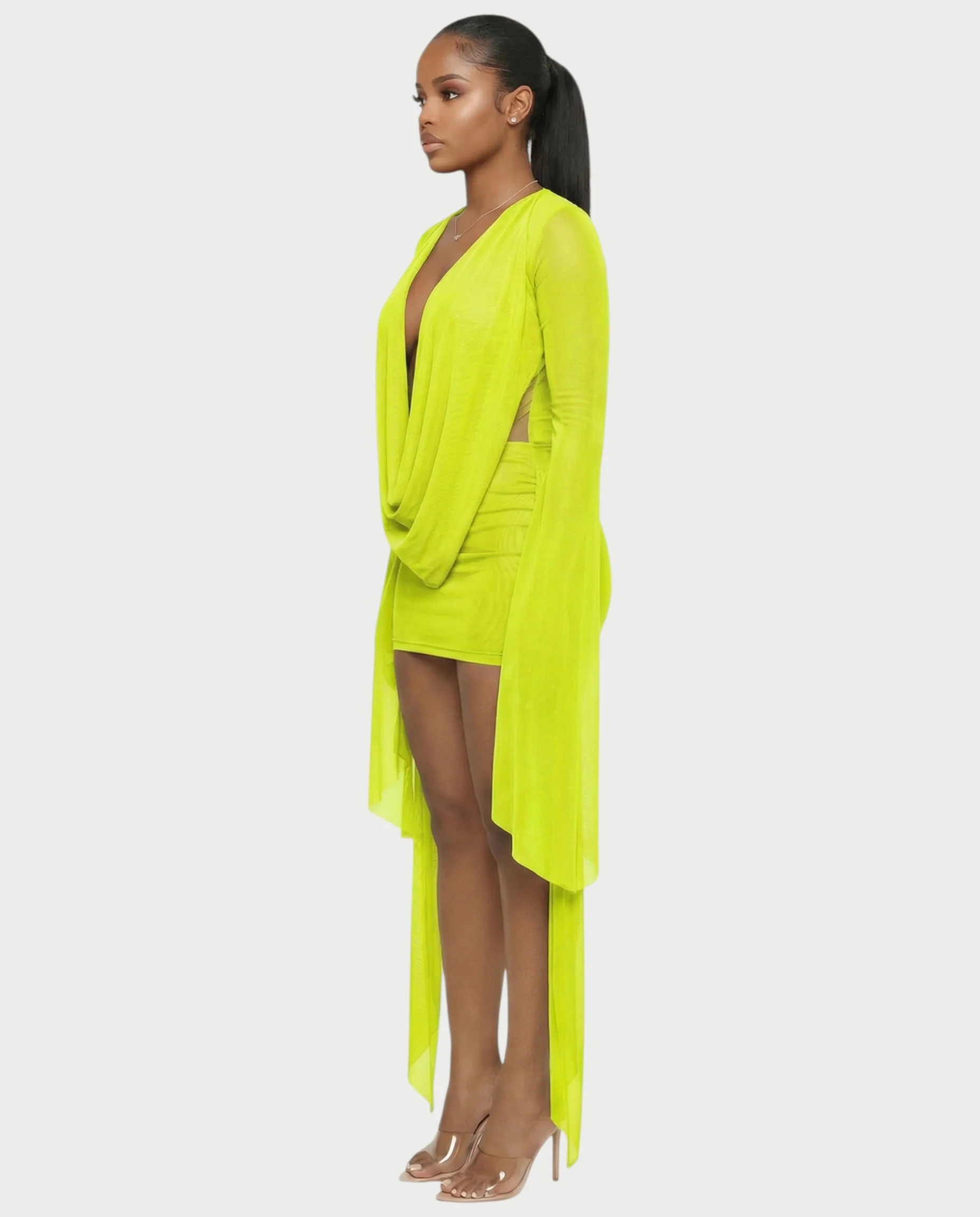 CAROL Cowl Neck Draped Mini Dress - Image 49