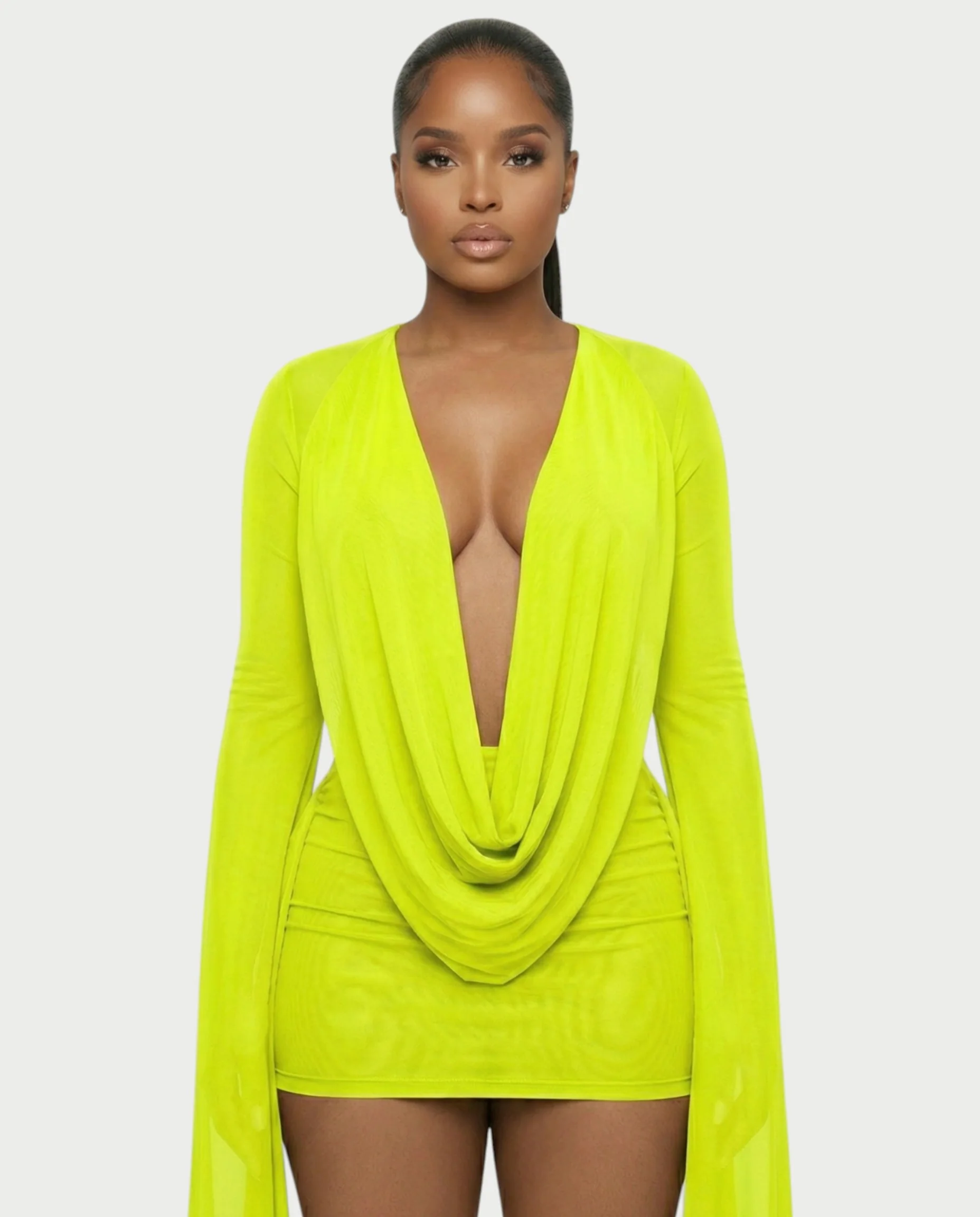 CAROL Cowl Neck Draped Mini Dress - Image 50