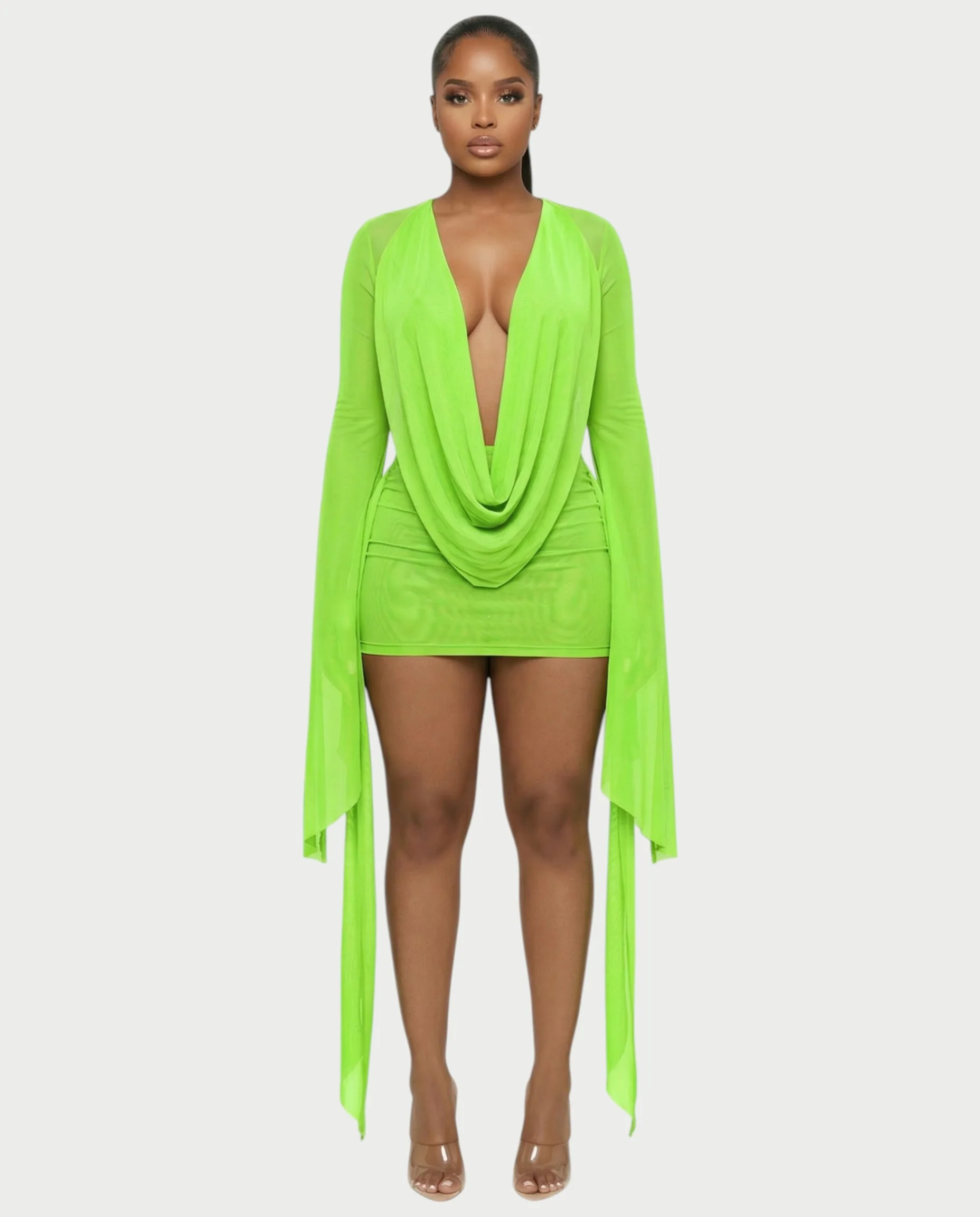 CAROL Cowl Neck Draped Mini Dress - Image 52