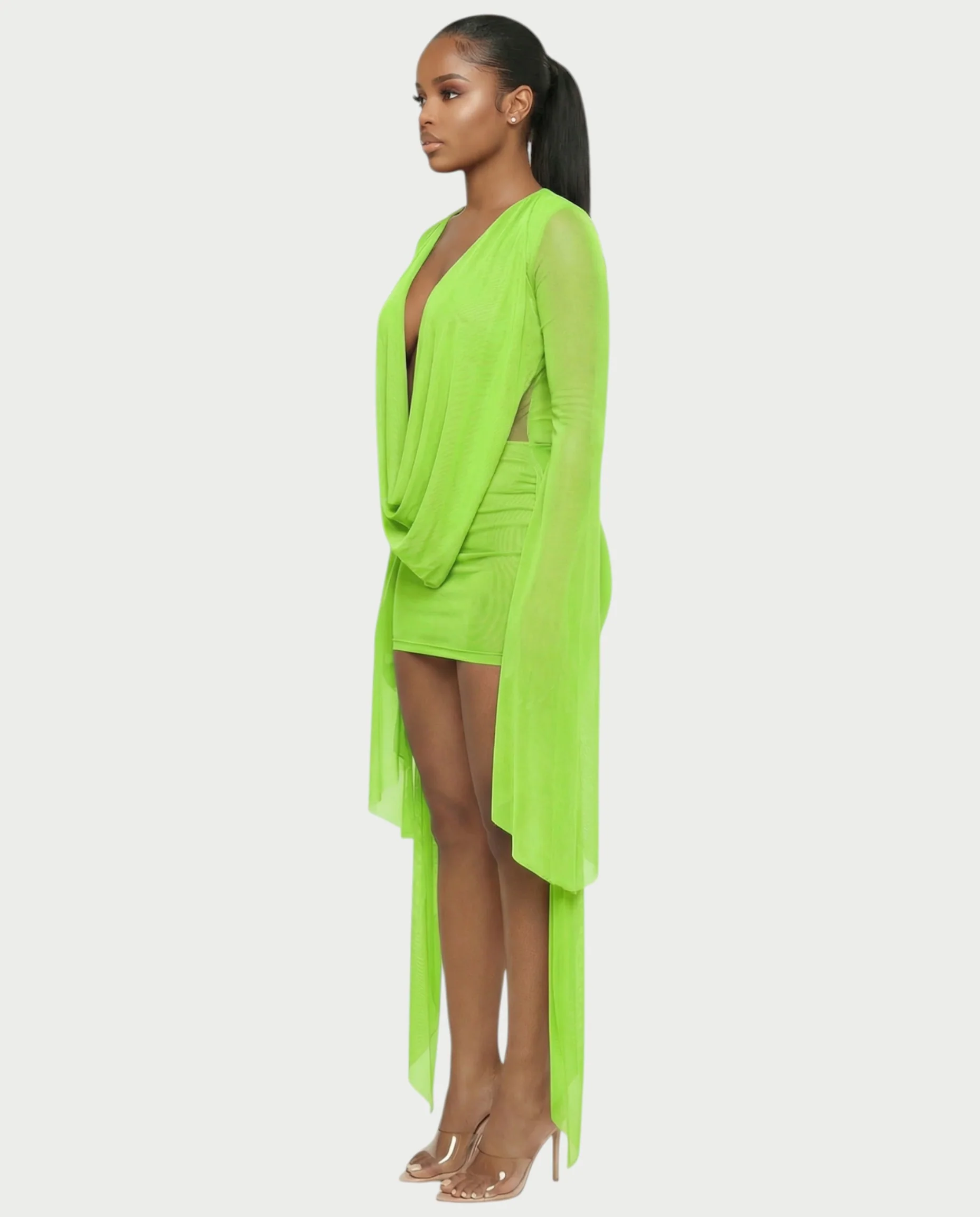 CAROL Cowl Neck Draped Mini Dress - Image 54