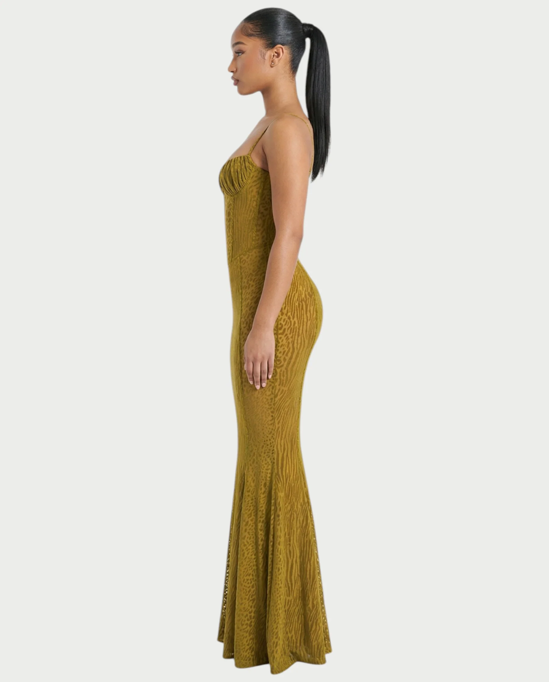 CECIL Corset Leopard Mesh Mermaid Maxi Dress - Image 3