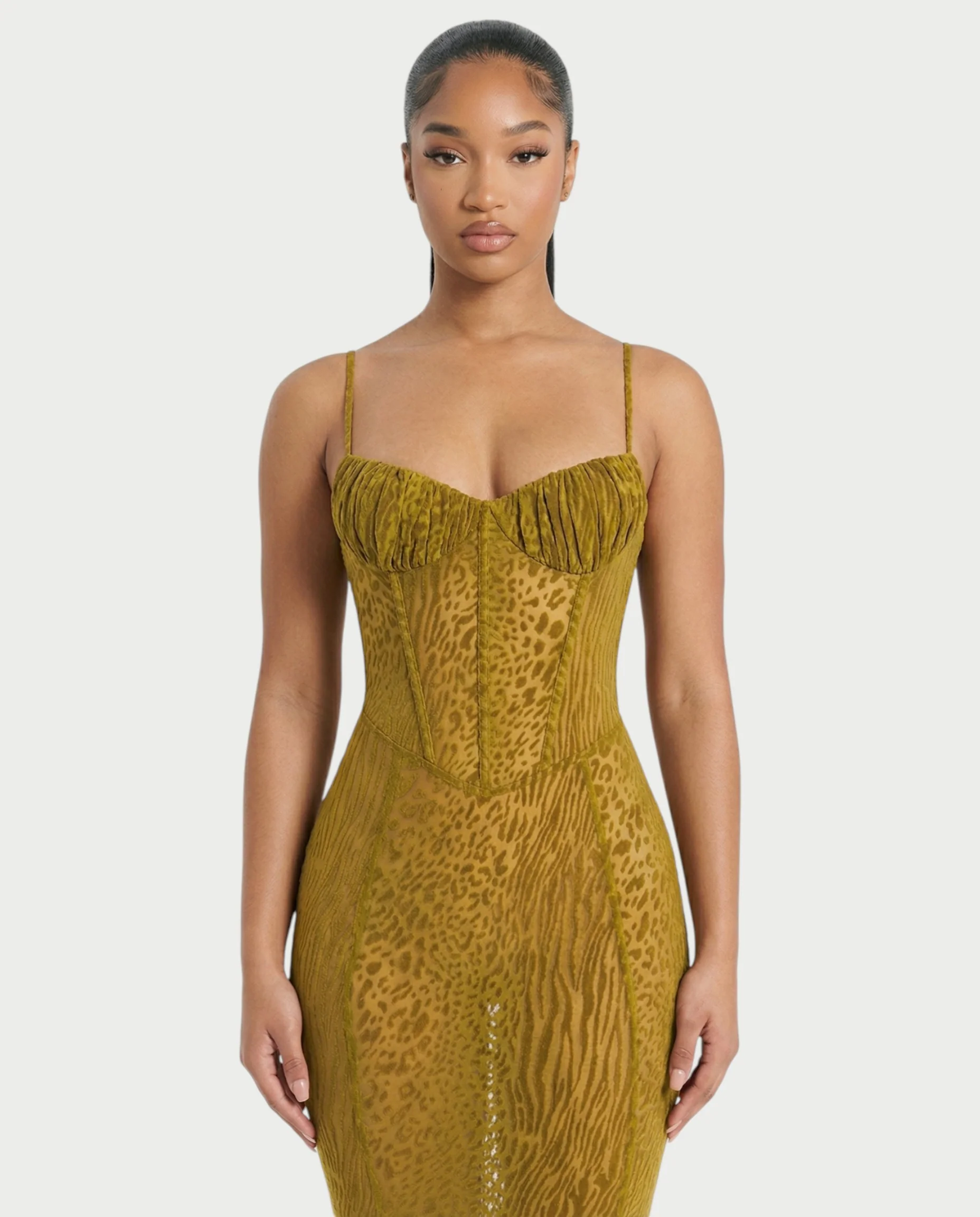 CECIL Corset Leopard Mesh Mermaid Maxi Dress - Image 4