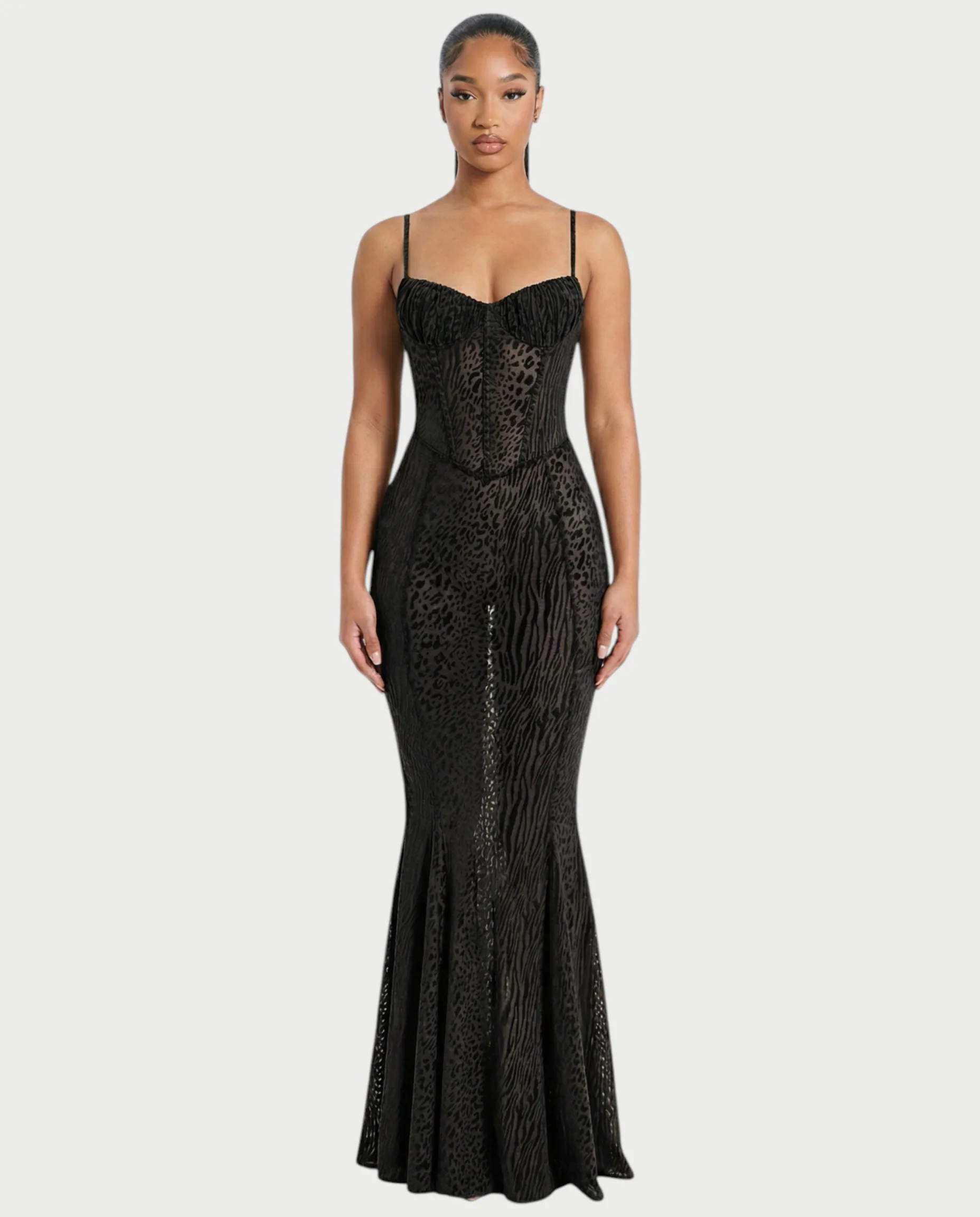 CECIL Corset Leopard Mesh Mermaid Maxi Dress - Image 6