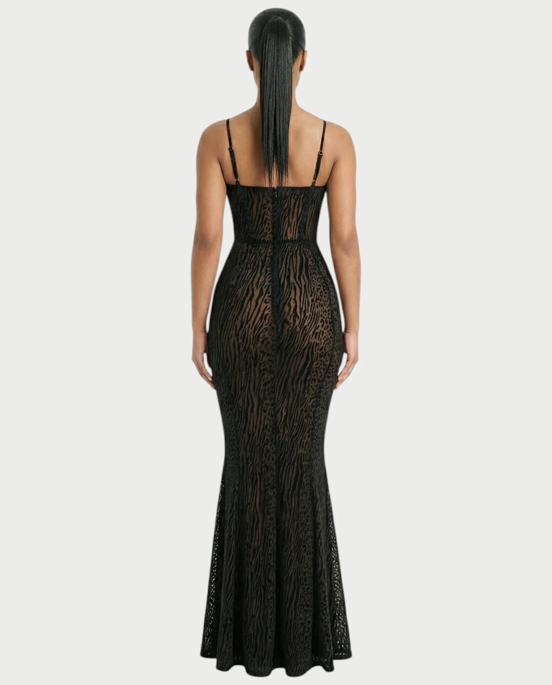 CECIL Corset Leopard Mesh Mermaid Maxi Dress - Image 7