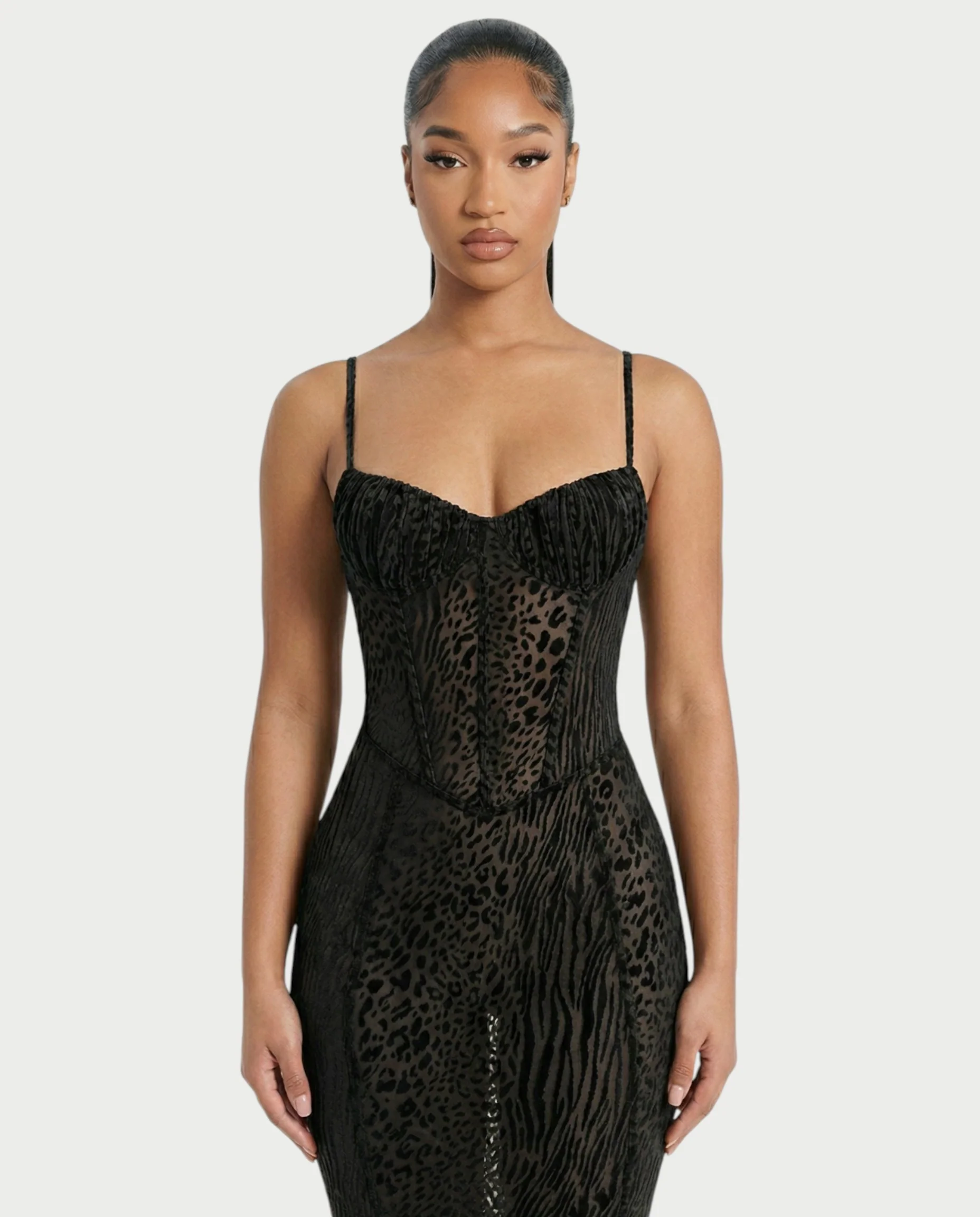 CECIL Corset Leopard Mesh Mermaid Maxi Dress - Image 9