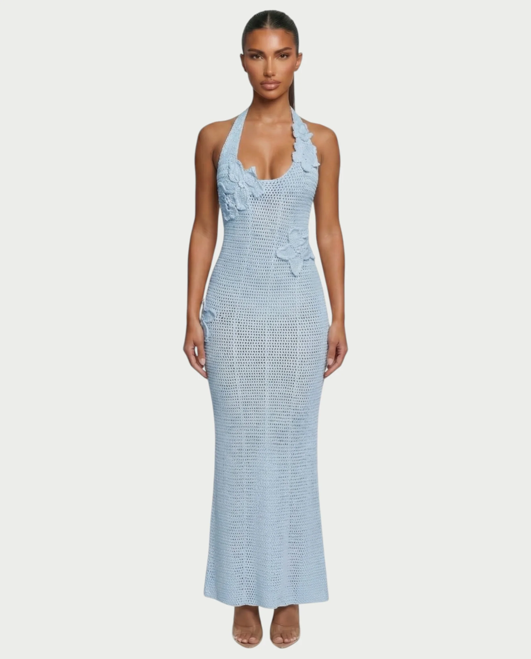 CESIA Crochet Backless Floral Appliqué Maxi Dress - Image 11